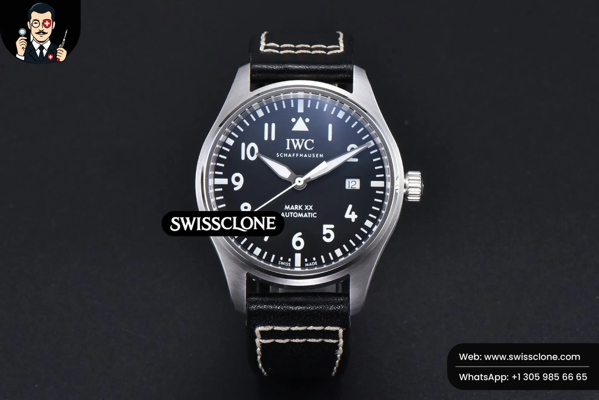 IWC Mark XX IWC328201 40mm GSF Black Dial Black Leather