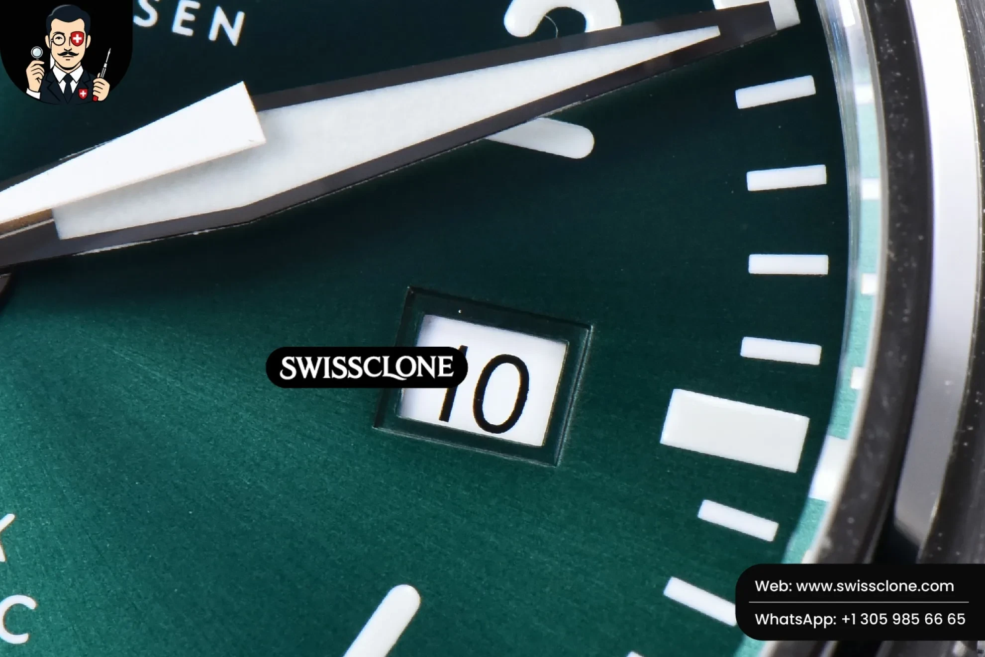 IWC Mark XX IWC328201 40mm GSF Green Dial Brown Leather 1:1 Super Clone - Caseback & Cloned Calibre Movement