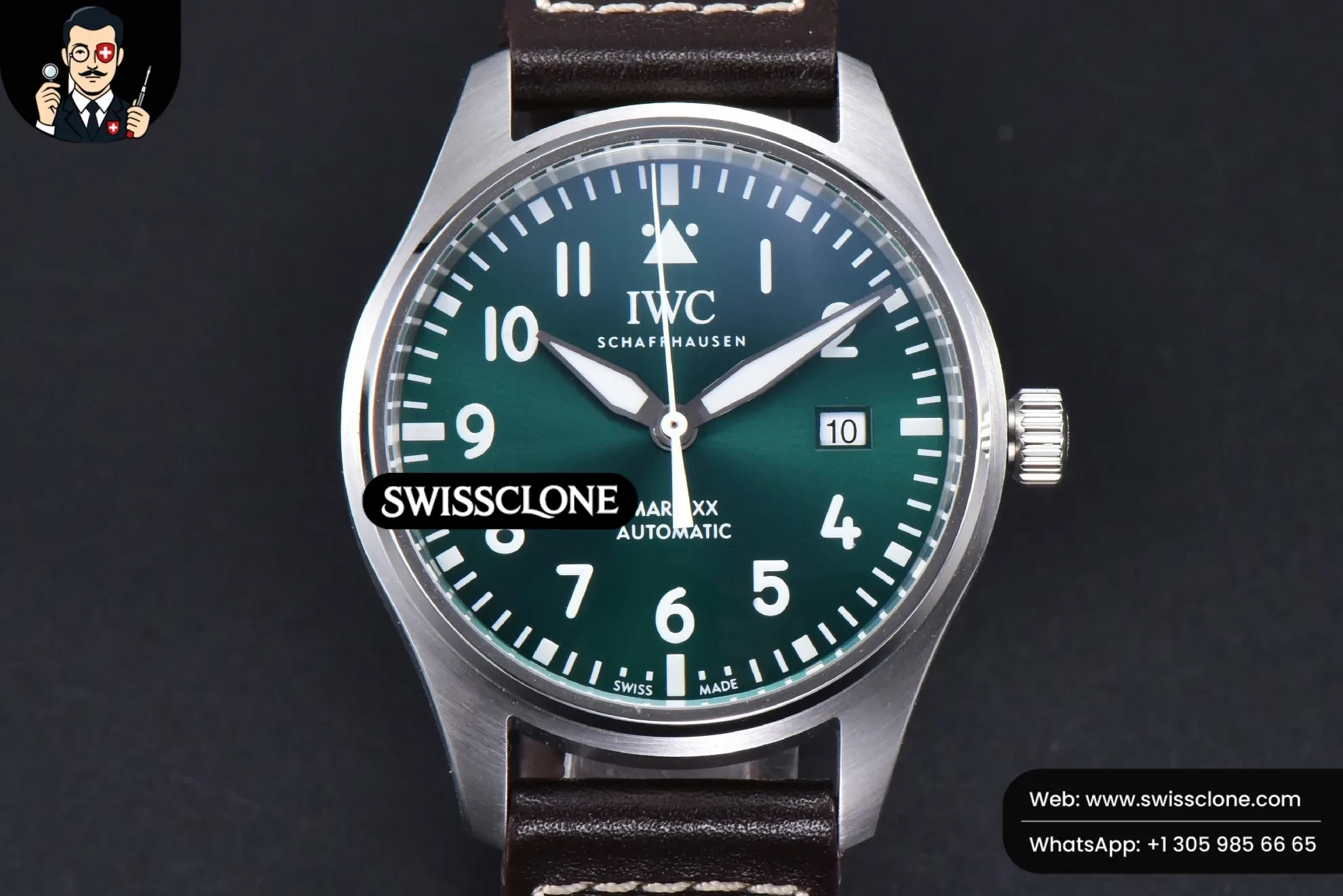 IWC Mark XX IWC328201 40mm GSF Green Dial Brown Leather