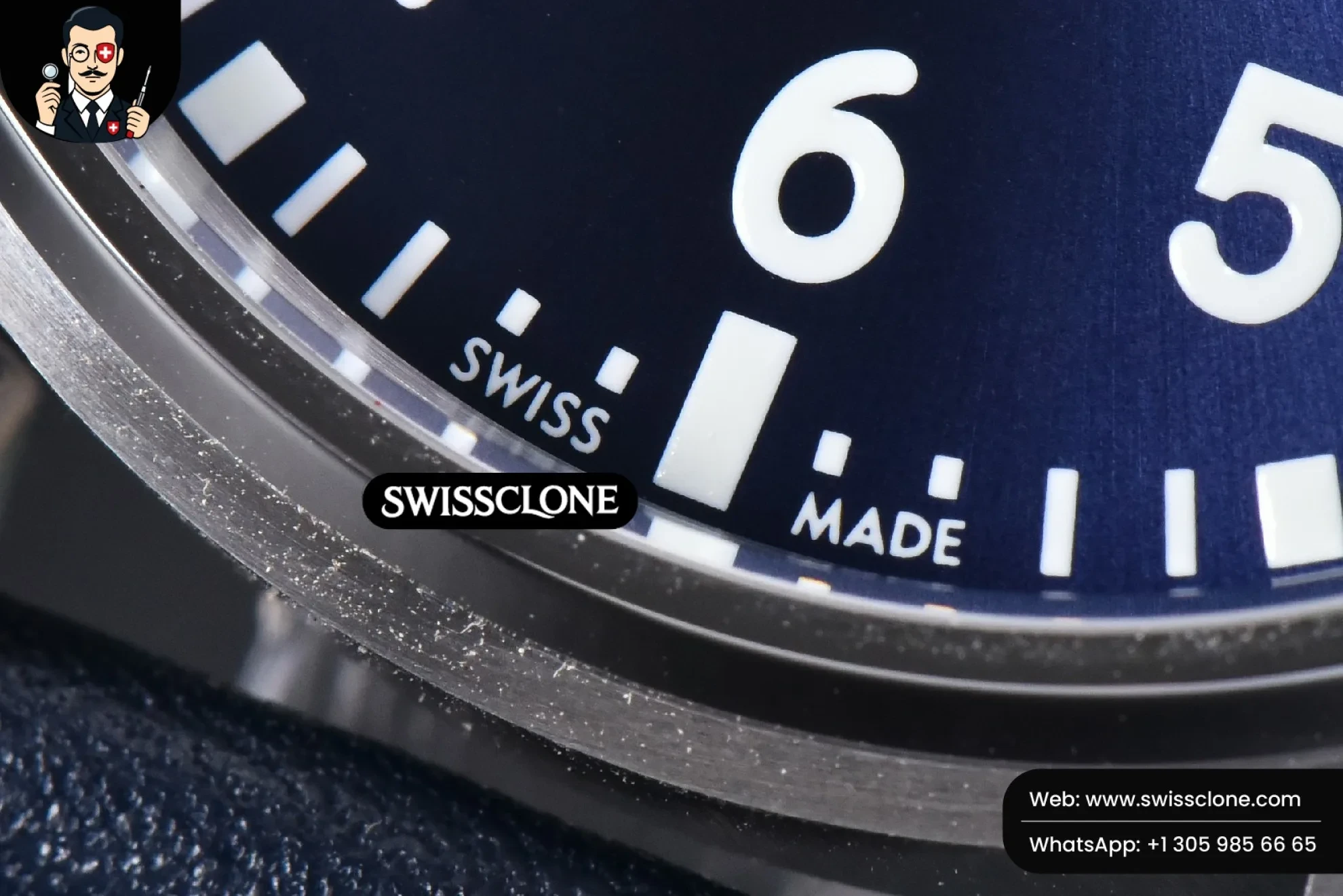 IWC Mark XX IWC328203 40mm GSF Blue Dial Blue Leather 1:1 Super Clone - Lateral Case Thickness Profile