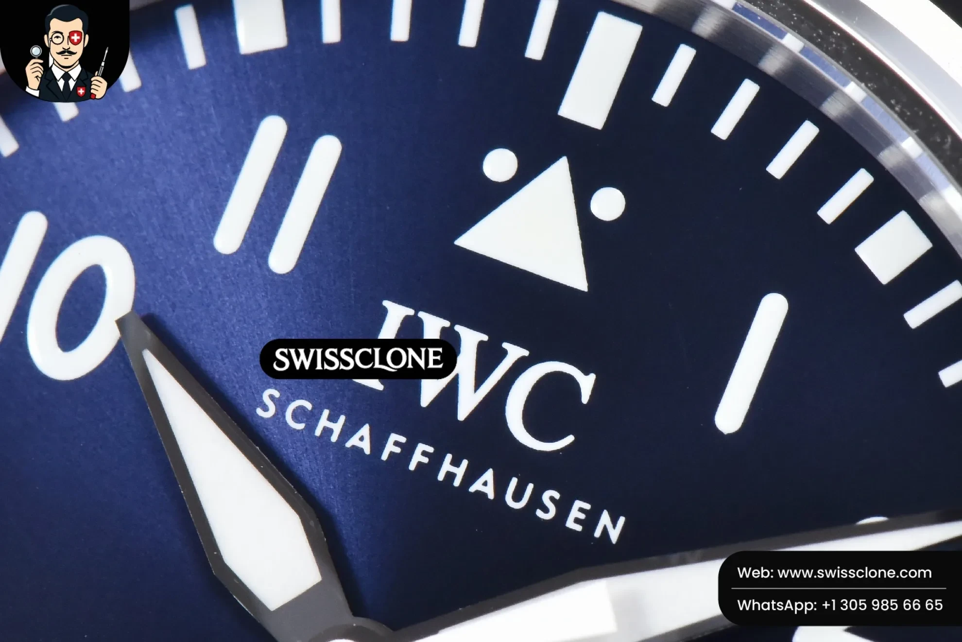 IWC Mark XX IWC328203 40mm GSF Blue Dial Blue Leather 1:1 Super Clone - Bezel & Case Profile