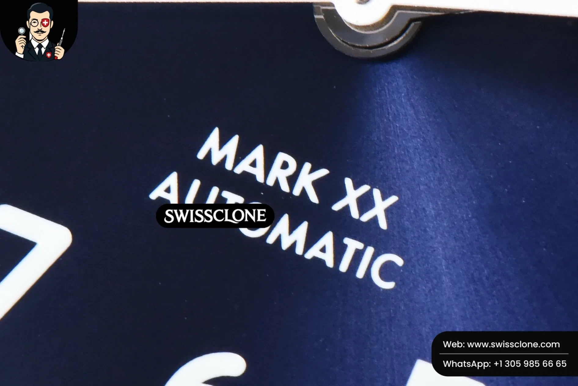 IWC Mark XX IWC328203 40mm GSF Blue Dial Blue Leather 1:1 Super Clone - Caseback & Cloned Calibre Movement