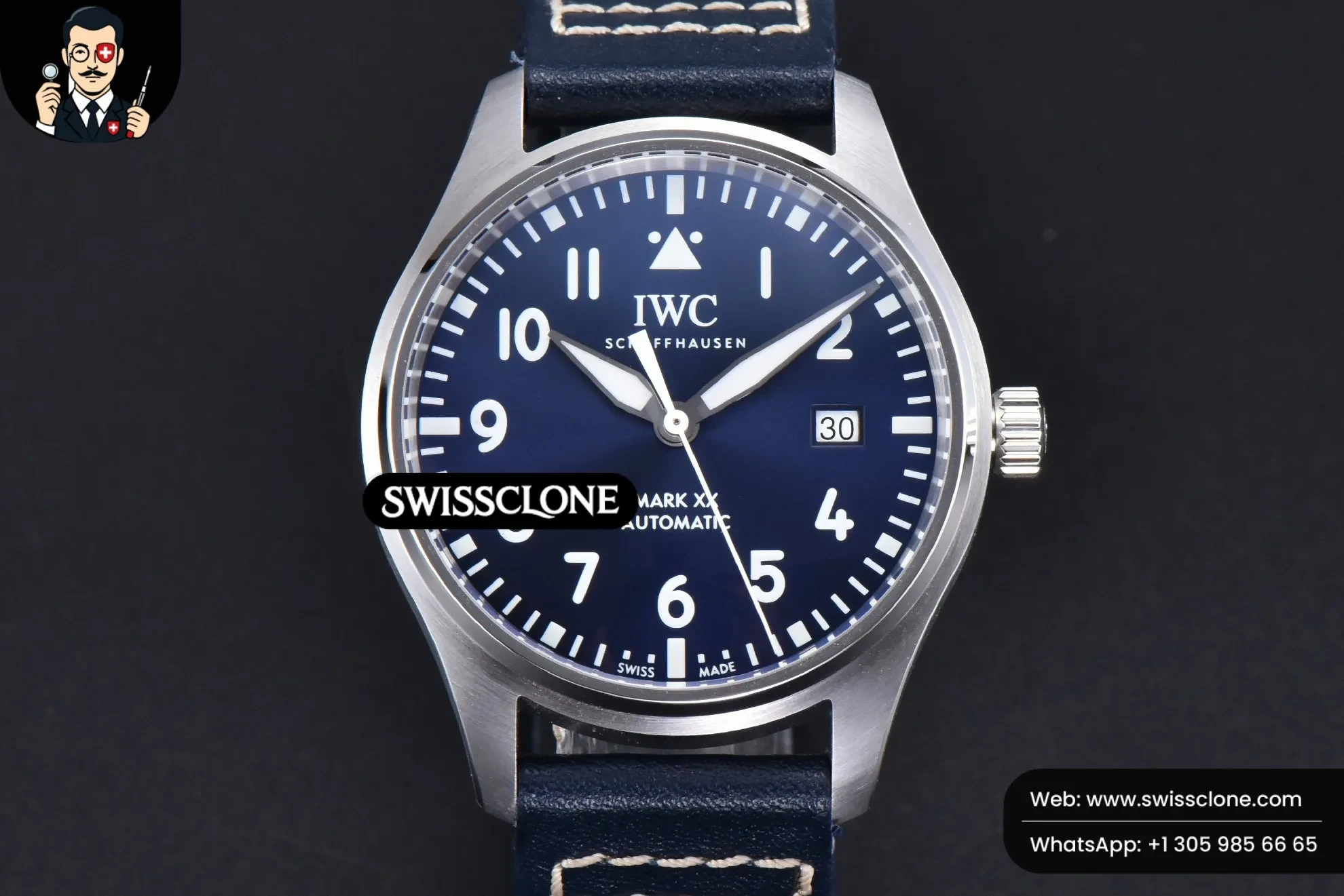 IWC Mark XX IWC328203 40mm GSF Blue Dial Blue Leather