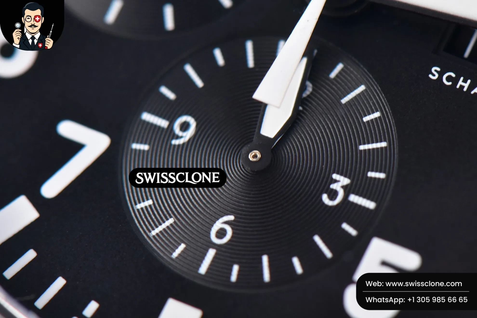 IWC Pilot Chrono Spitfire IW377709 43mm Black Dial Black Leather Swiss Clone - View 3
