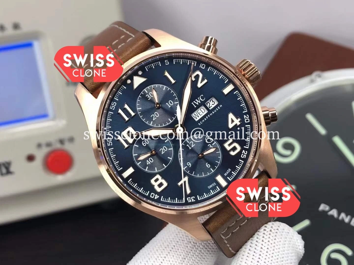 IWC Pilot Chronograph Rose Gold Blue Dial - Image 2