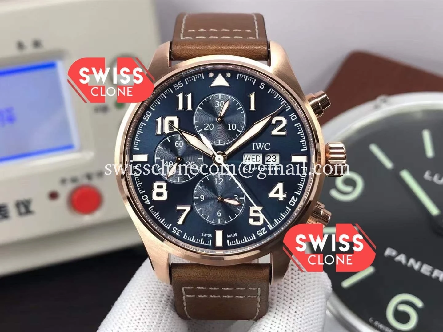 IWC Pilot Chronograph Rose Gold Blue Dial