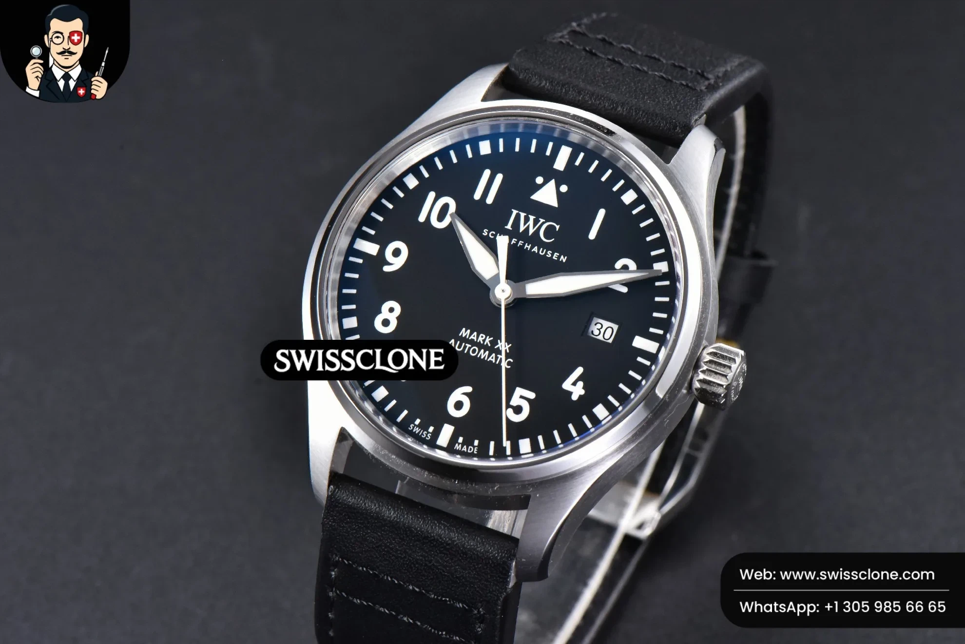 IWC Pilot Mark XX IW328201 40mm Black Dial Black Leather - Image 2