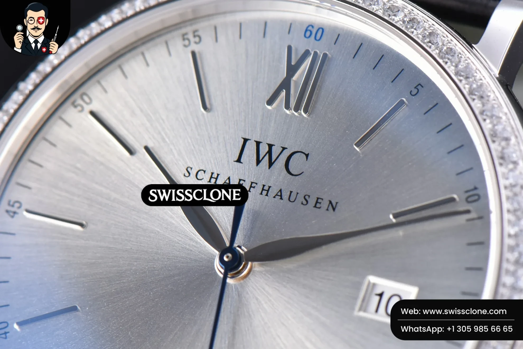 IWC Portofino ‘150 Years’ 40mm V7F Diamond Silver Dial Black Leather A2892/SW200 1:1 Super Clone Det - Clasp & Bracelet Finishing