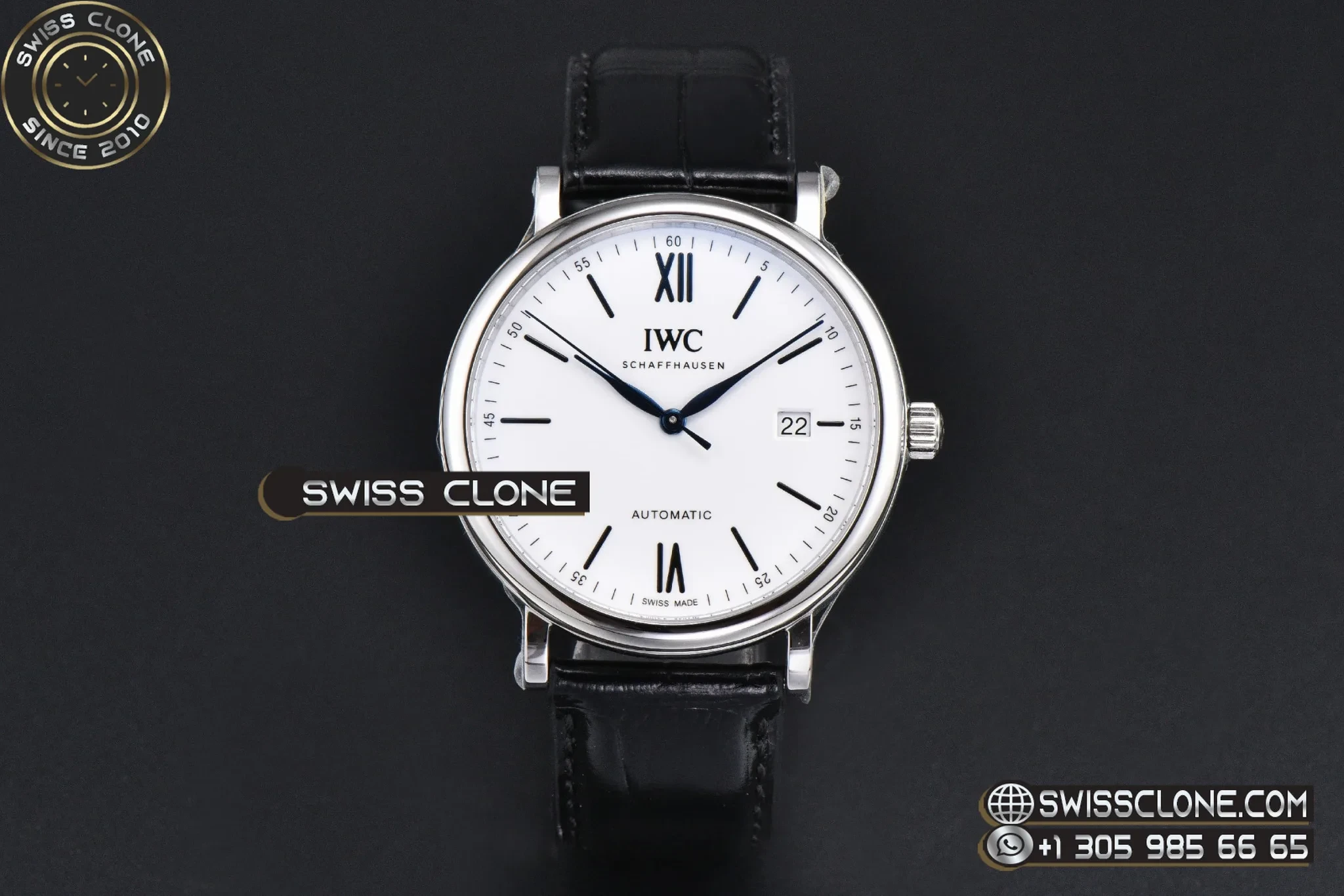 IWC Portofino ‘150 Years’ V7F 40mm White Dial Blue Hands Black Leather