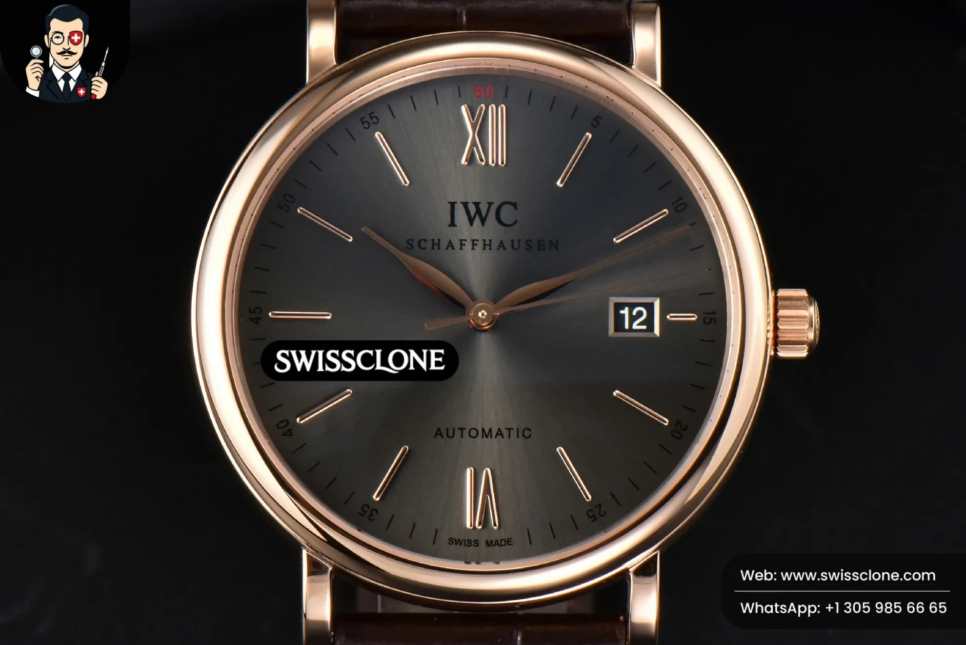 IWC Portofino Automatic 40mm Gray Dial Marker Brown Croc - Image 2