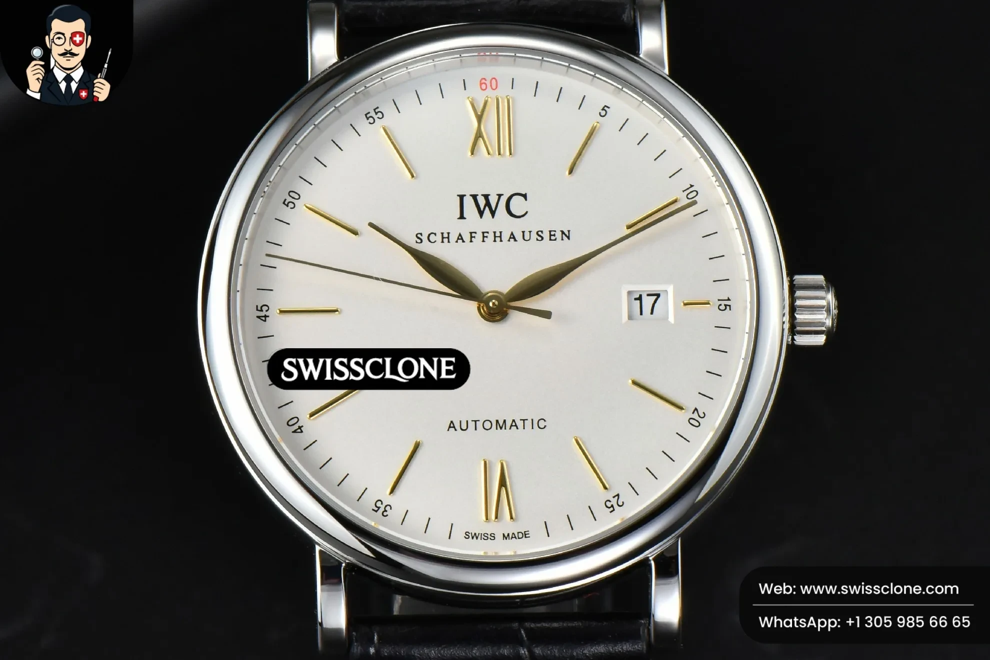 IWC Portofino Automatic 40mm White Dial Hands Black Croc