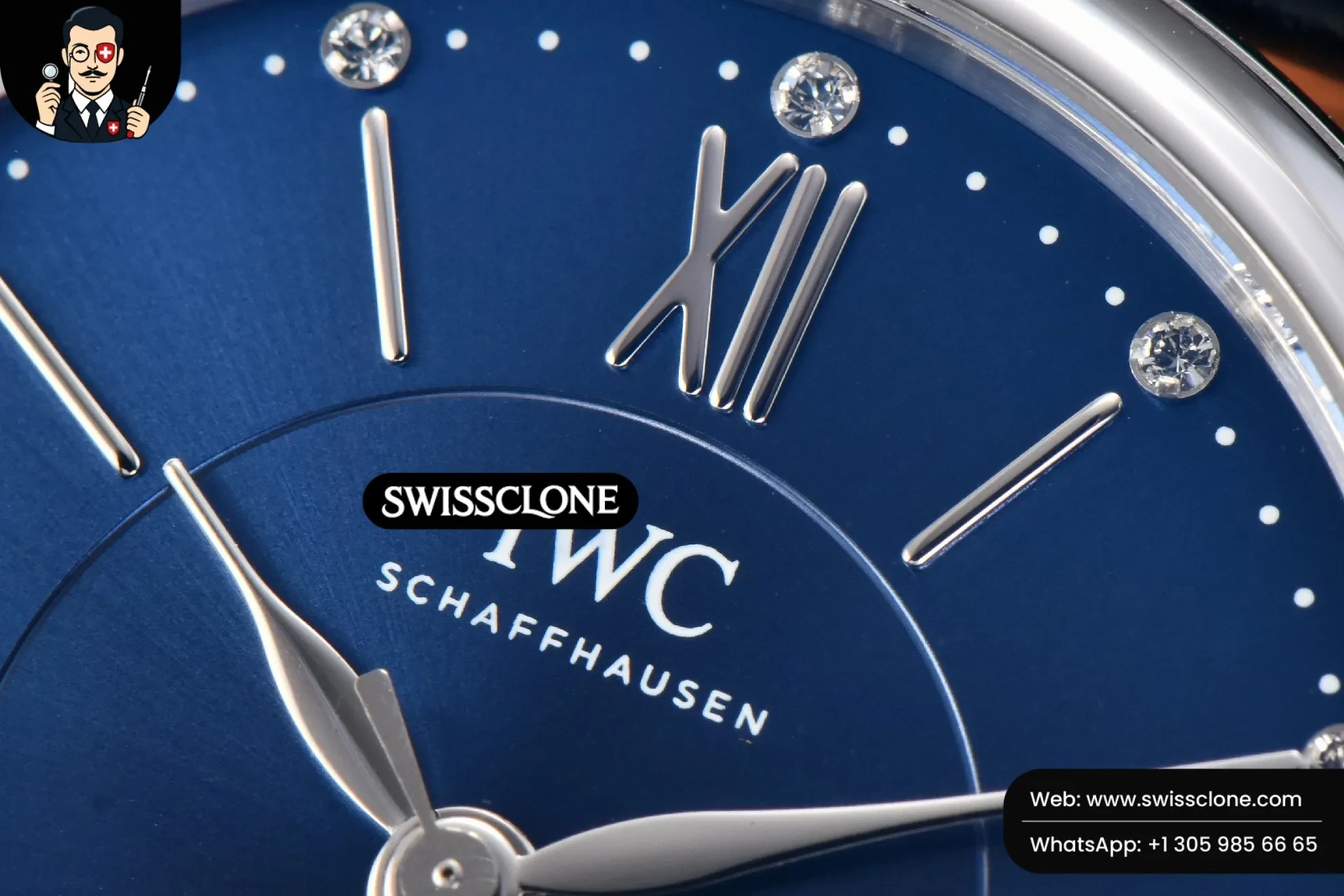 IWC Portofino V7F 37mm Blue Dial Silver Marker Black Leather 1:1 Super Clone - Clasp & Bracelet Finishing