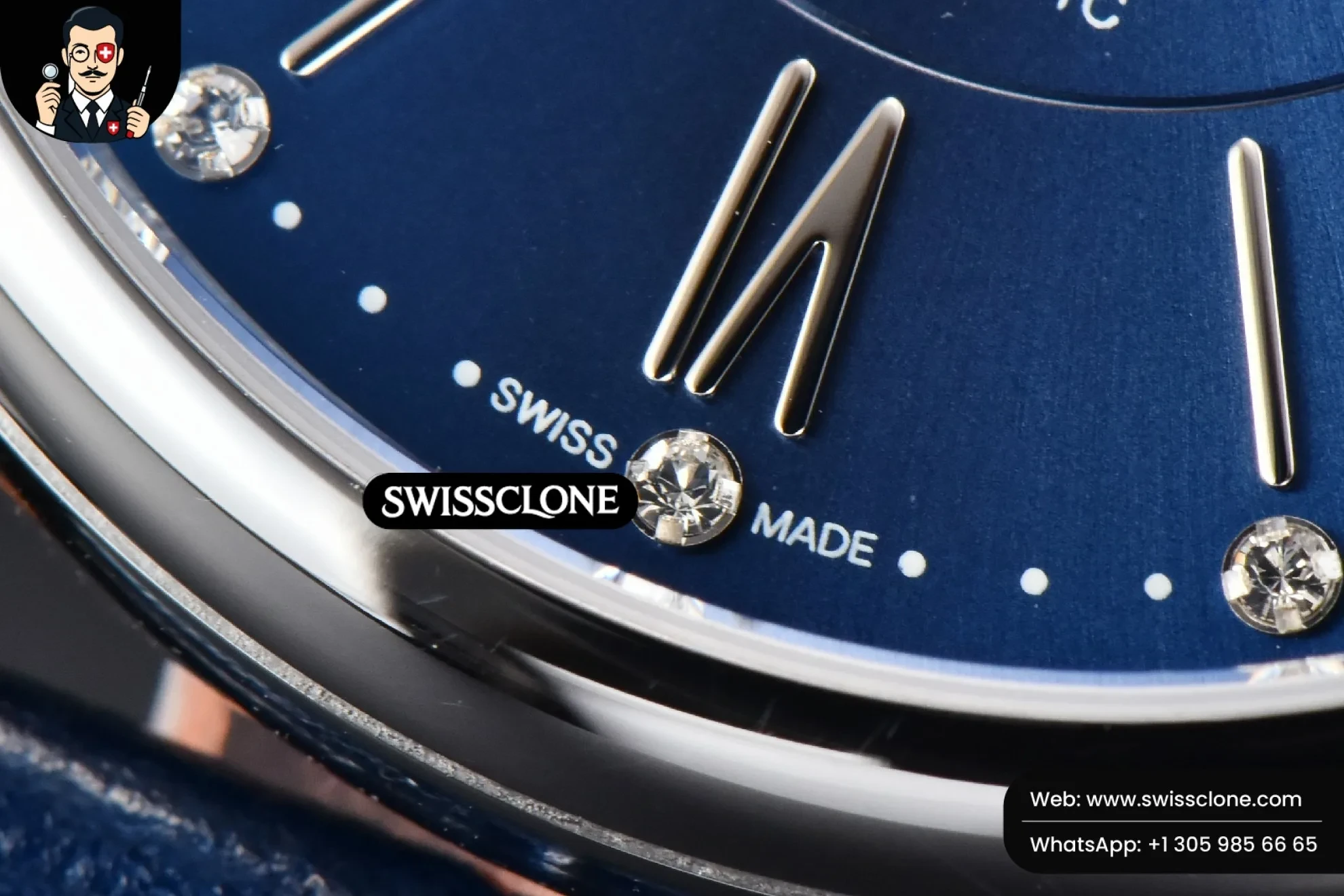 IWC Portofino V7F 37mm Blue Dial Silver Marker Black Leather 1:1 Super Clone - On-Wrist Presence View