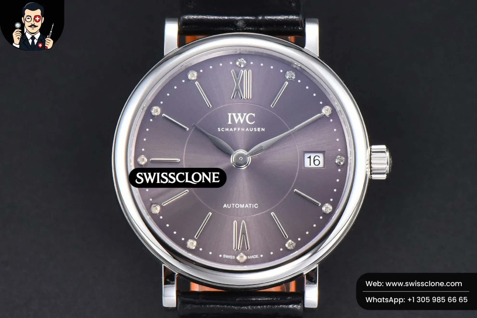 IWC Portofino V7F 37mm Gray Dial Silver Marker Black Leather