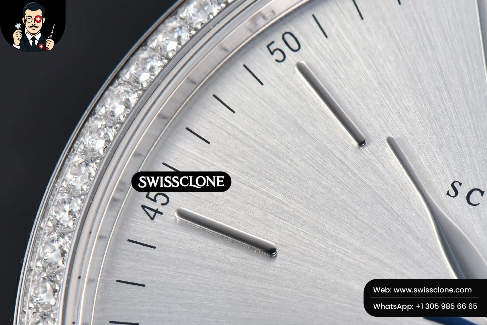 IWC Portofino V7F 40mm Diamond Silver Dial Black Leather 1:1 Super Clone - Caseback & Cloned Calibre Movement