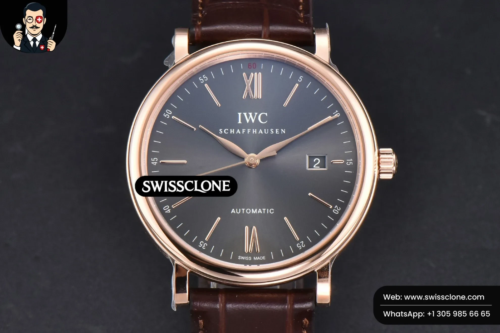 IWC Portofino V7F 40mm Gray Dial Marker Brown Leather