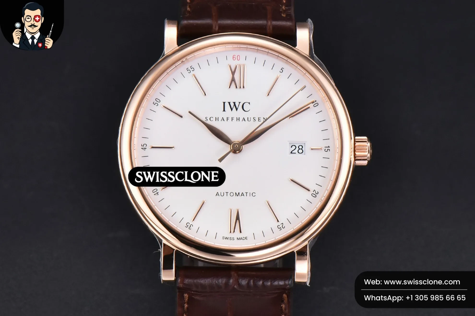 IWC Portofino V7F 40mm White Dial Marker Brown Leather