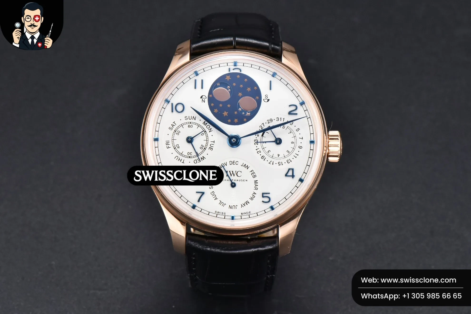 IWC Portugieser Perpetual IW5033 42mm White Dial Black Leather (SW-25282) - Image 2