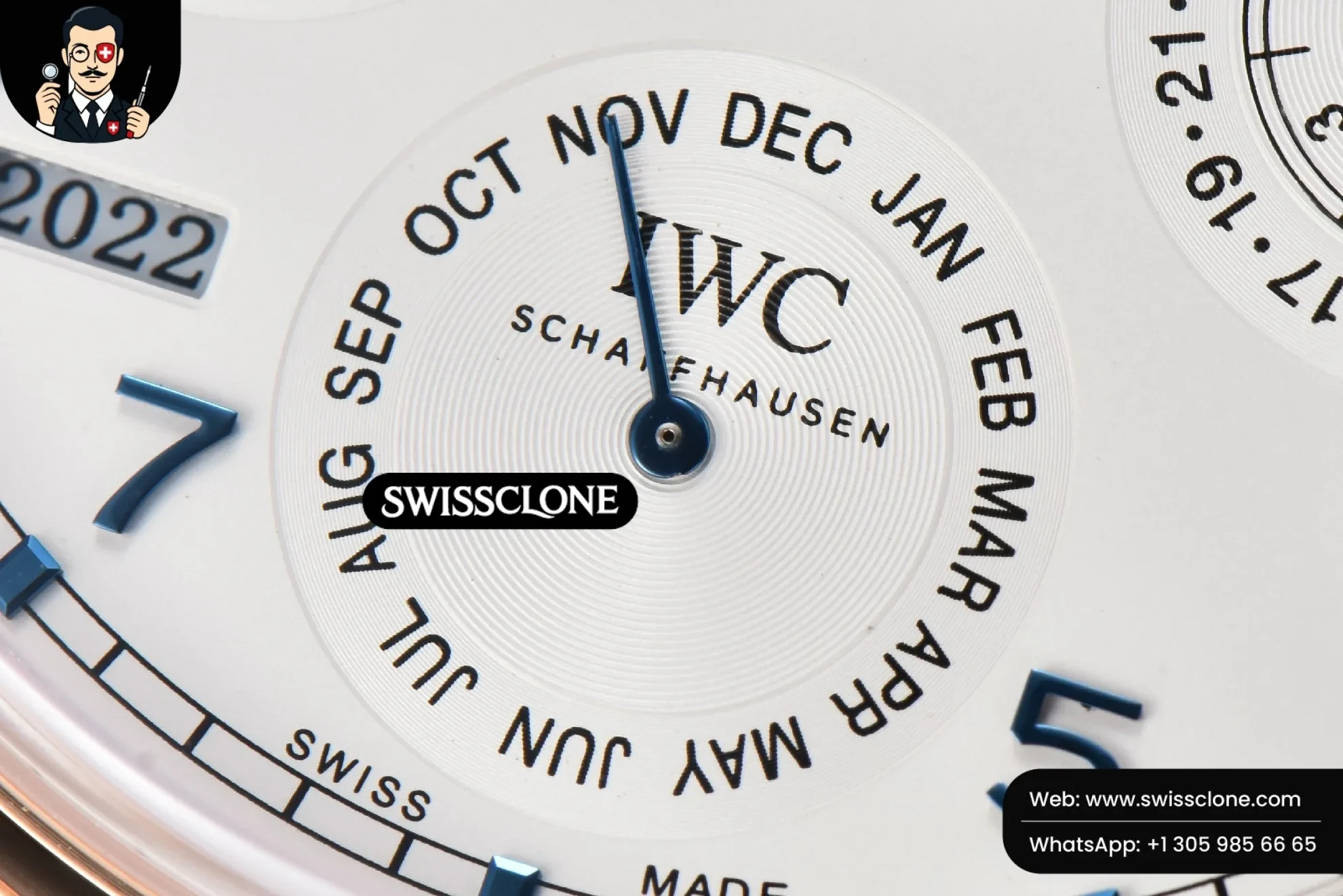 IWC Portugieser Perpetual Calendar IW5033 42mm White Dial Black Leather (SW-25282) Swiss Clone - View 3
