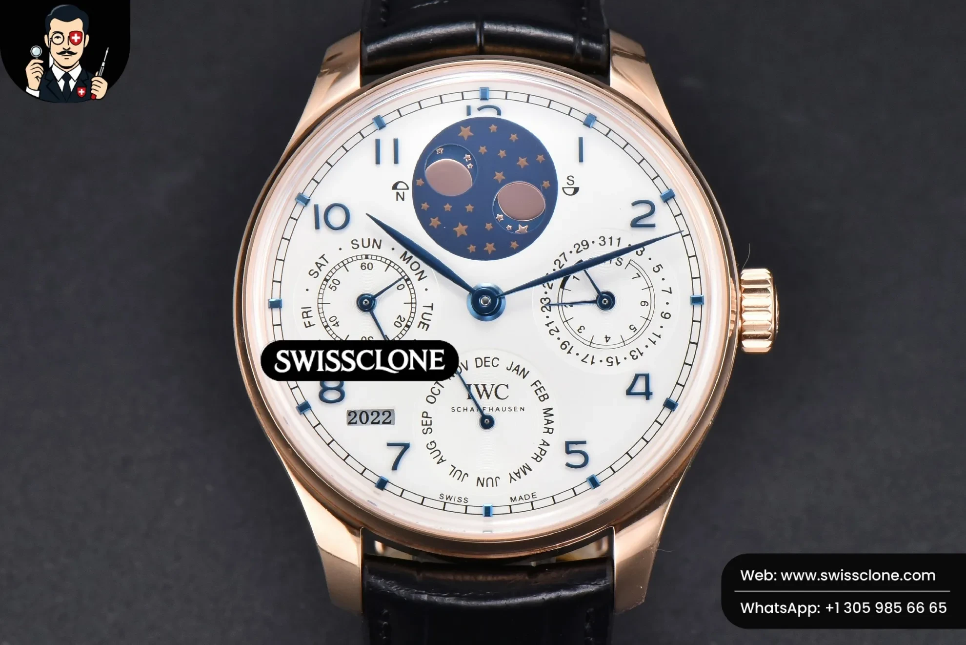 IWC Portugieser Perpetual Calendar IW5033 42mm White Dial Black Leather