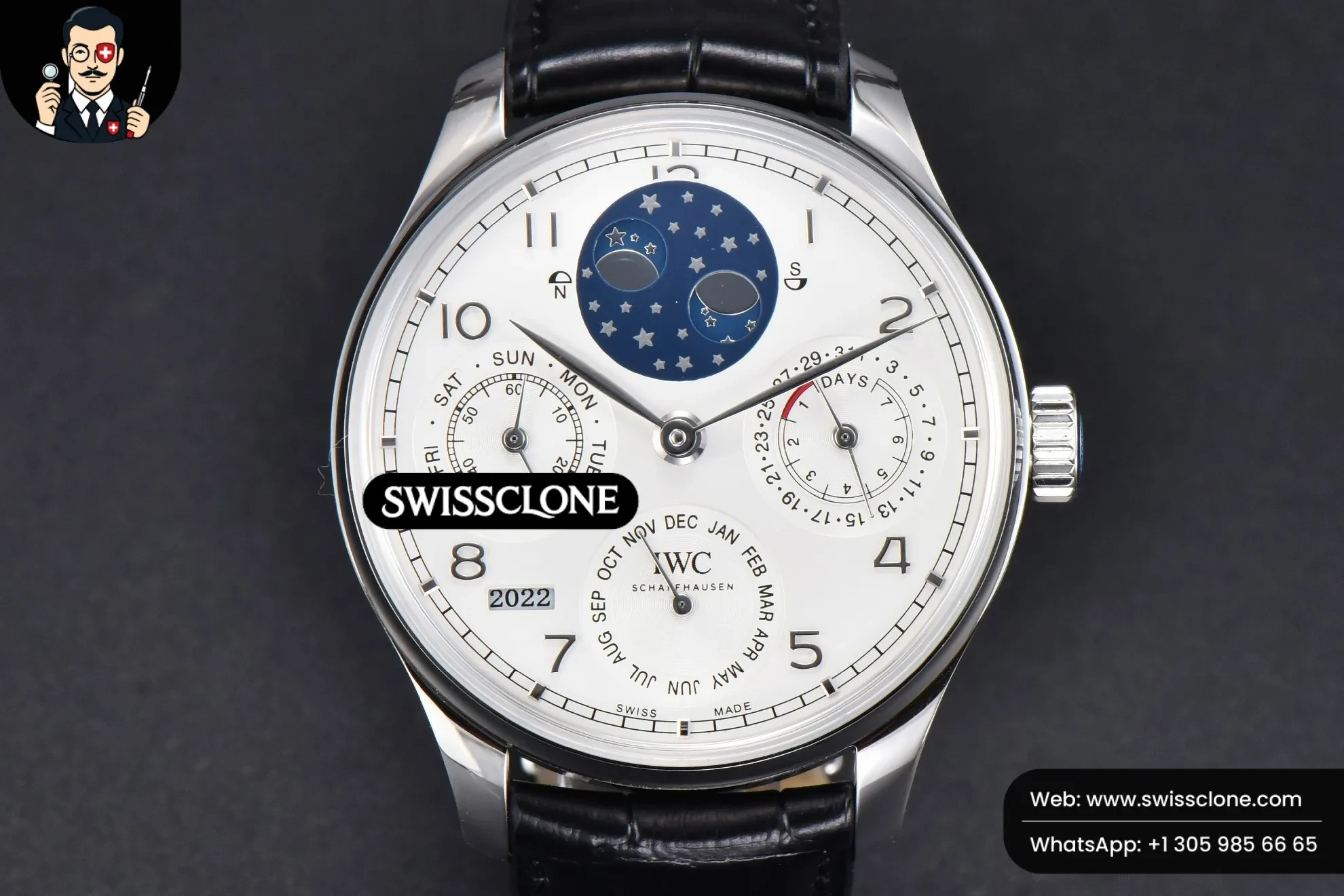 IWC Portugieser Perpetual Calendar IW5033 42mm White Dial Black Leather