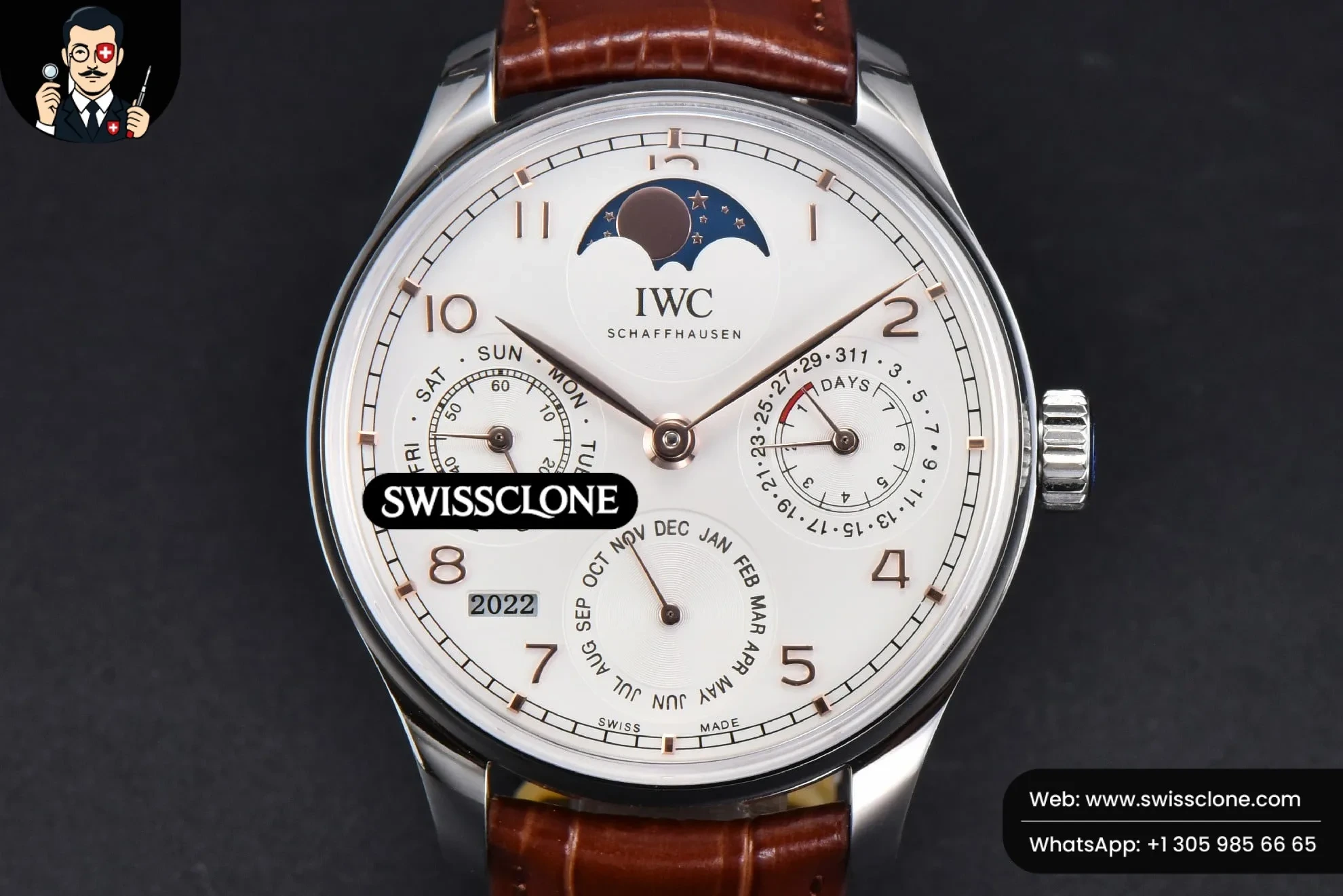 IWC Portugieser Perpetual IW5033 42mm White Dial Brown Leather - Image 2
