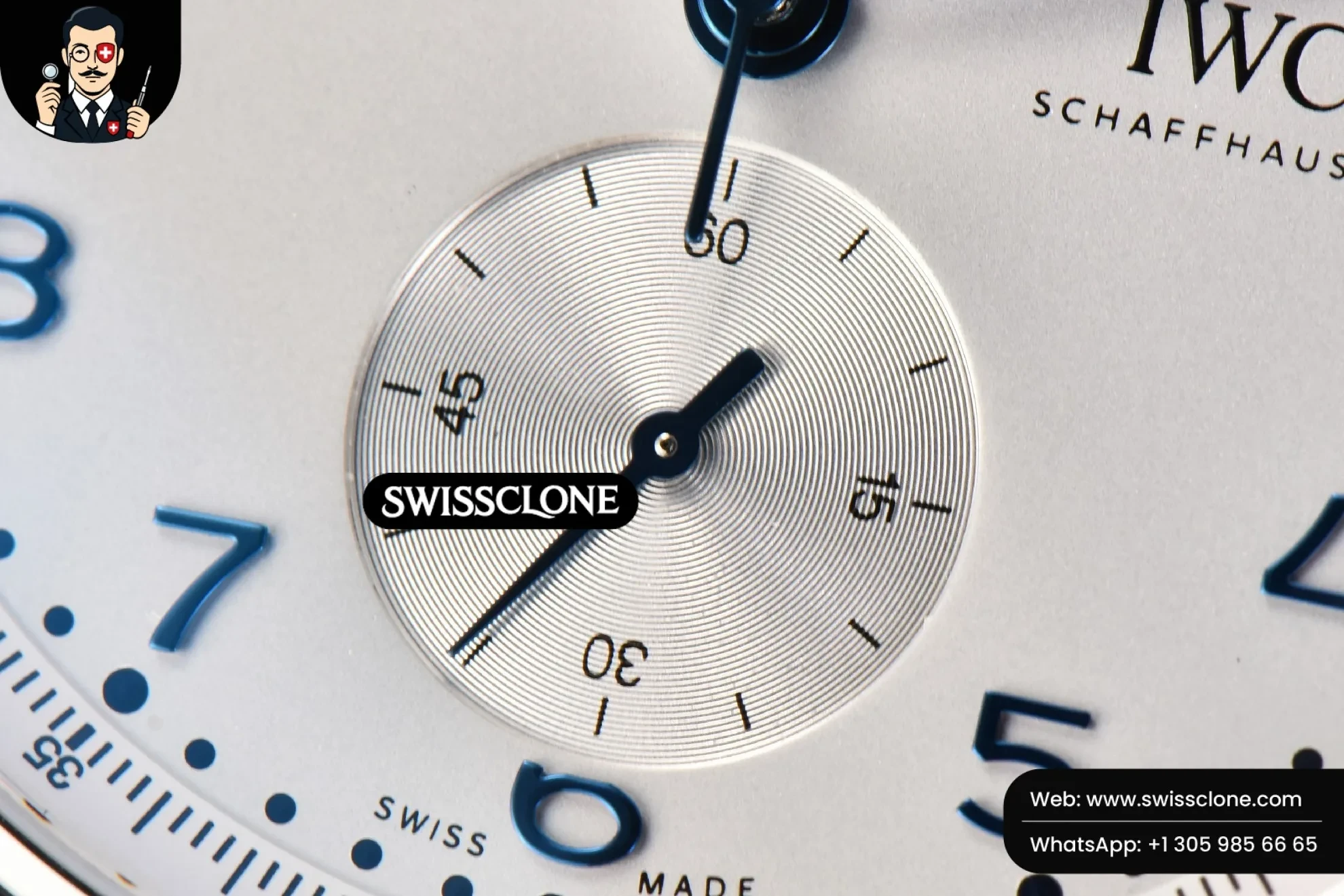 IWC Portuguese Chrono IW3716 41mm RSF White Dial Blue Hand Swiss Clone - View 3