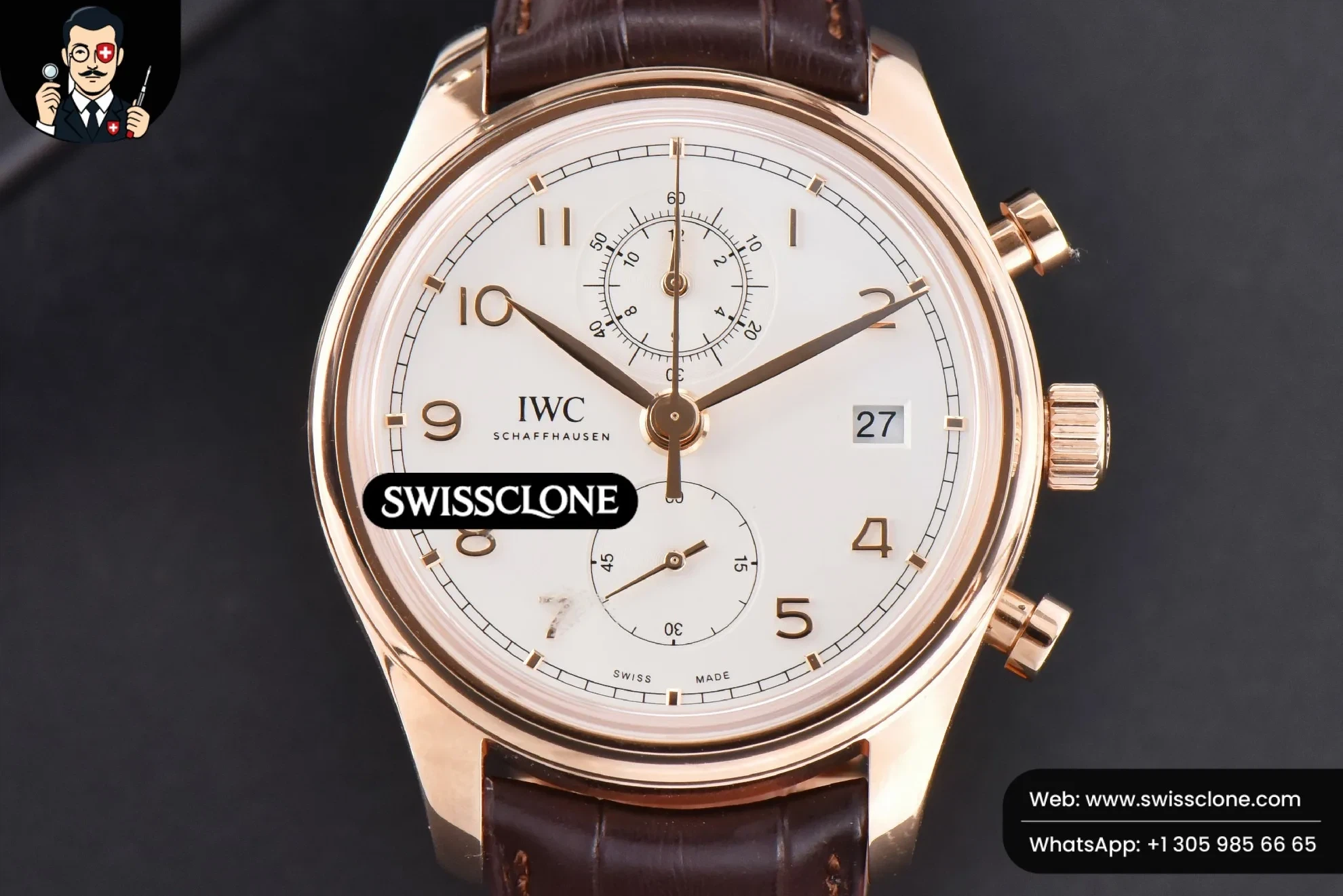 IWC Portuguese Chrono IW390301 42mm White Dial Brown Leather - Image 2
