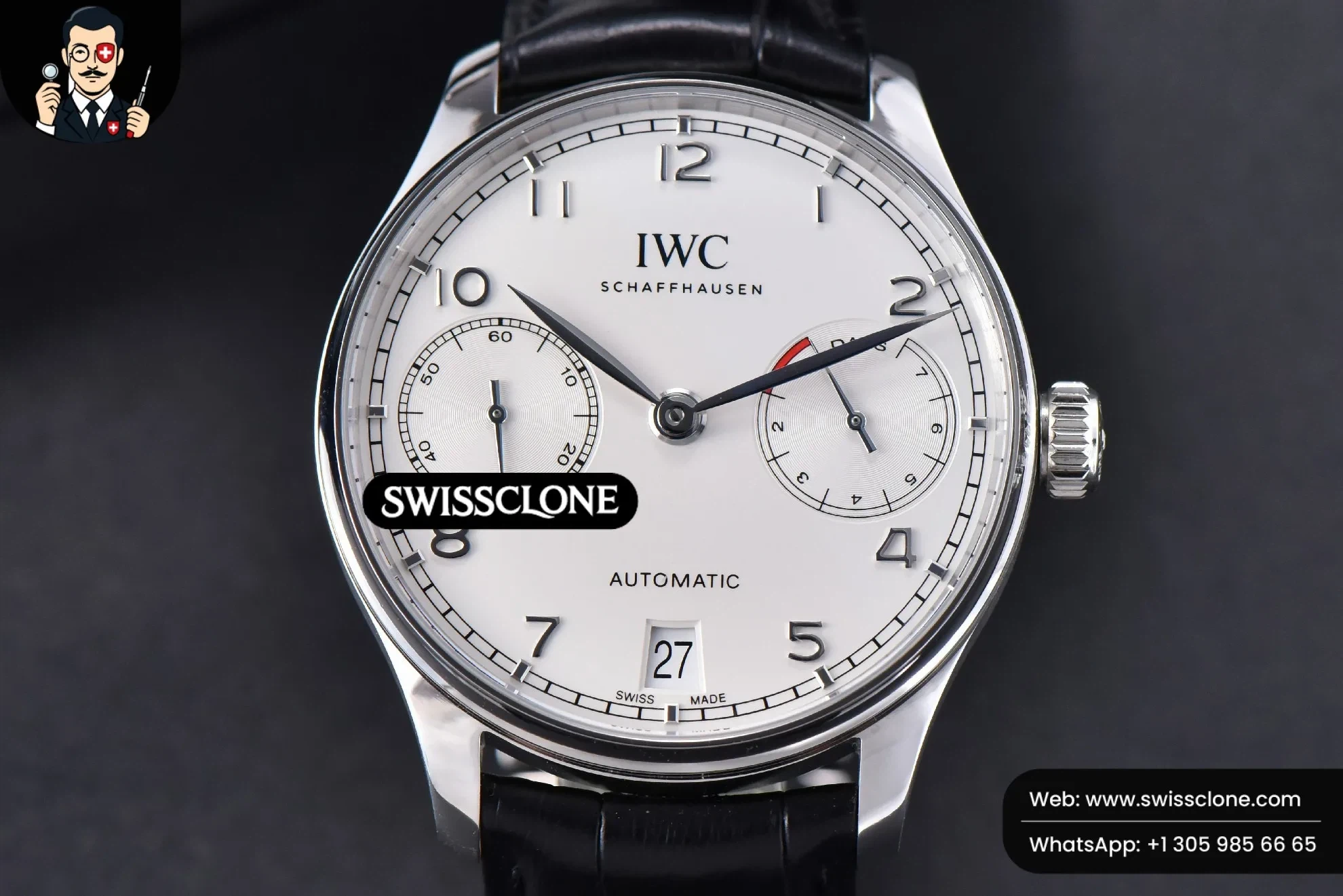 IWC Portuguese Real PR IW500104 42mm White Dial Black Leather - Image 2