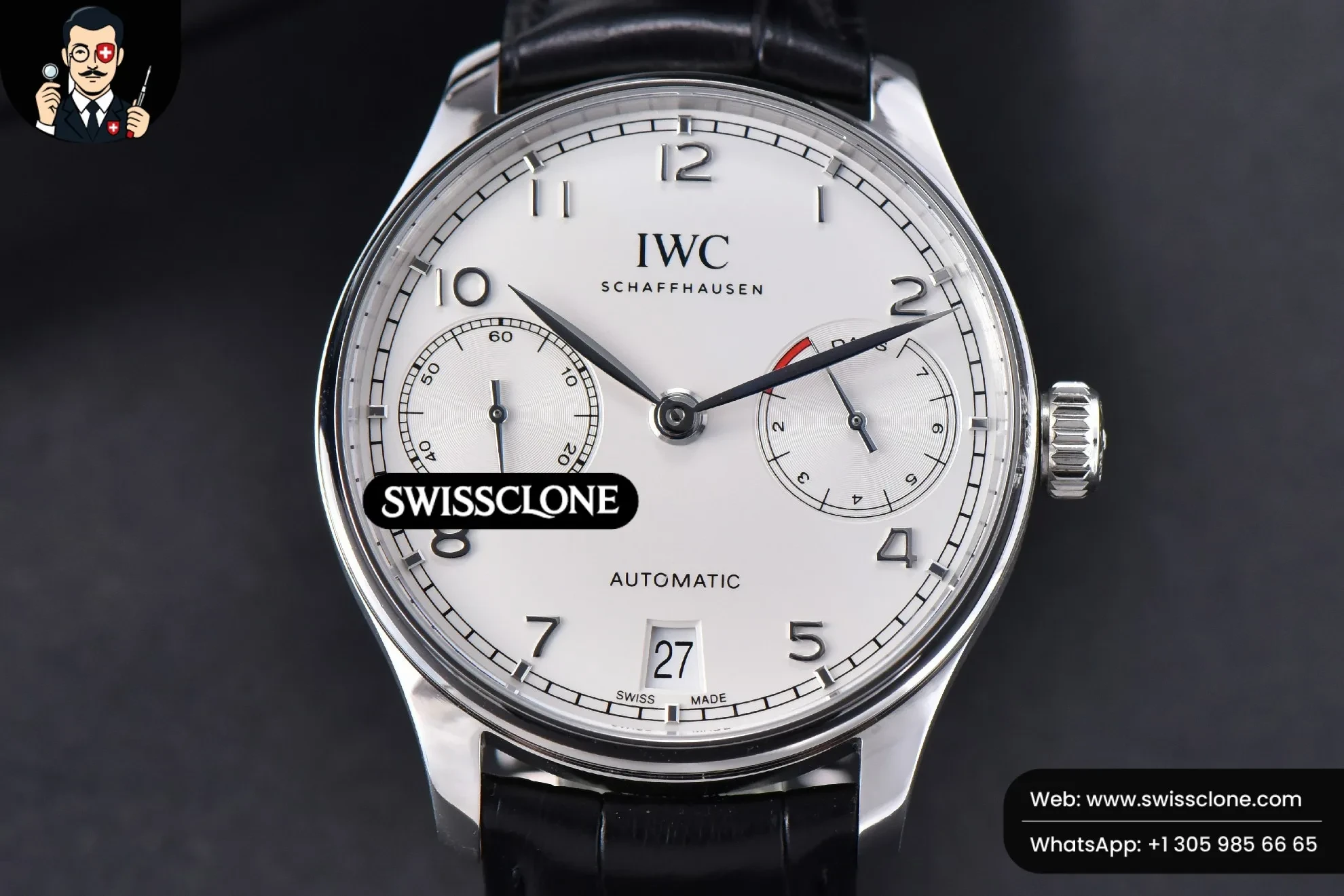 IWC Portuguese Real PR IW500104 42mm White Dial Black Leather