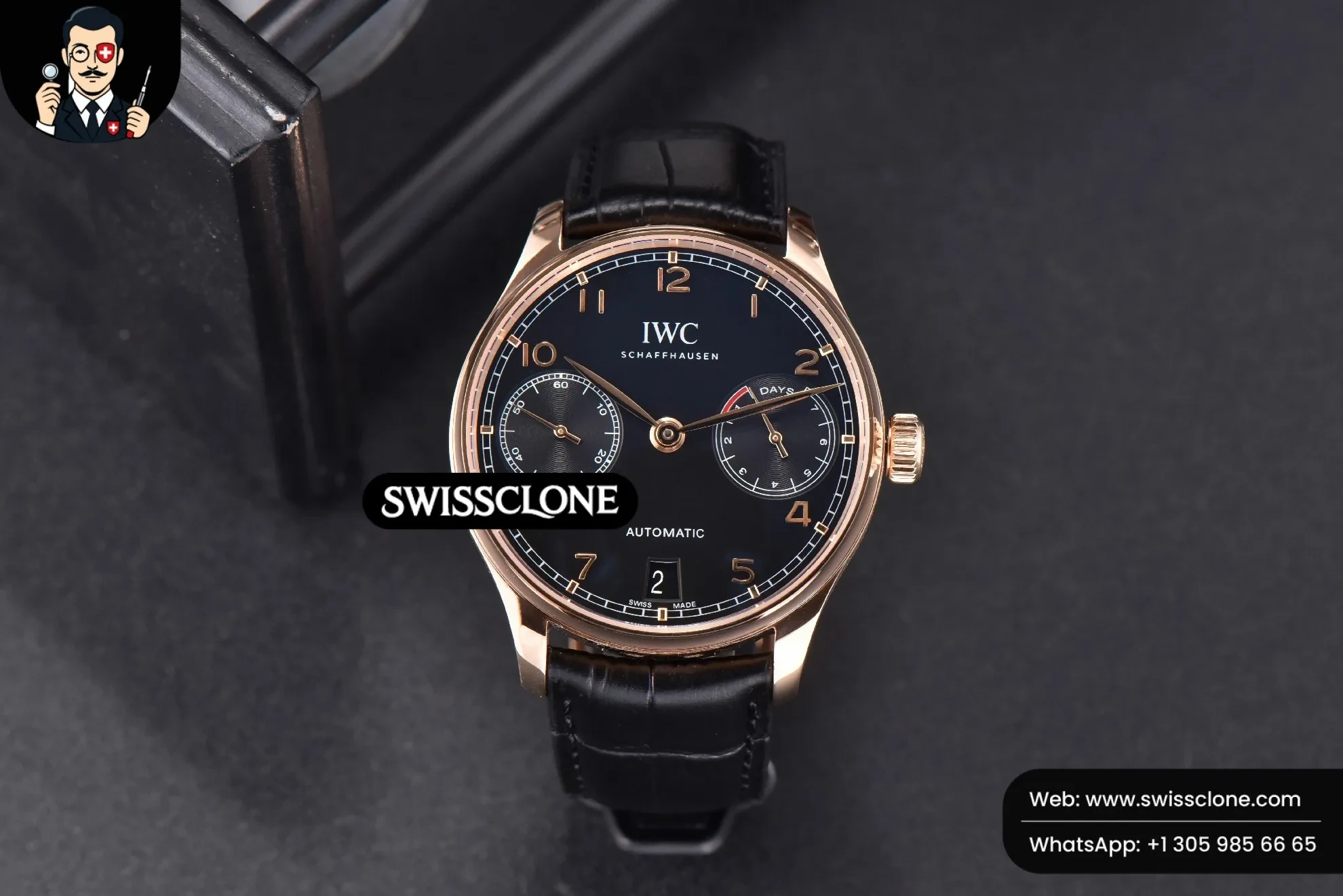 IWC Portuguese Real PR IW500107 42mm Black Dial Black Leather
