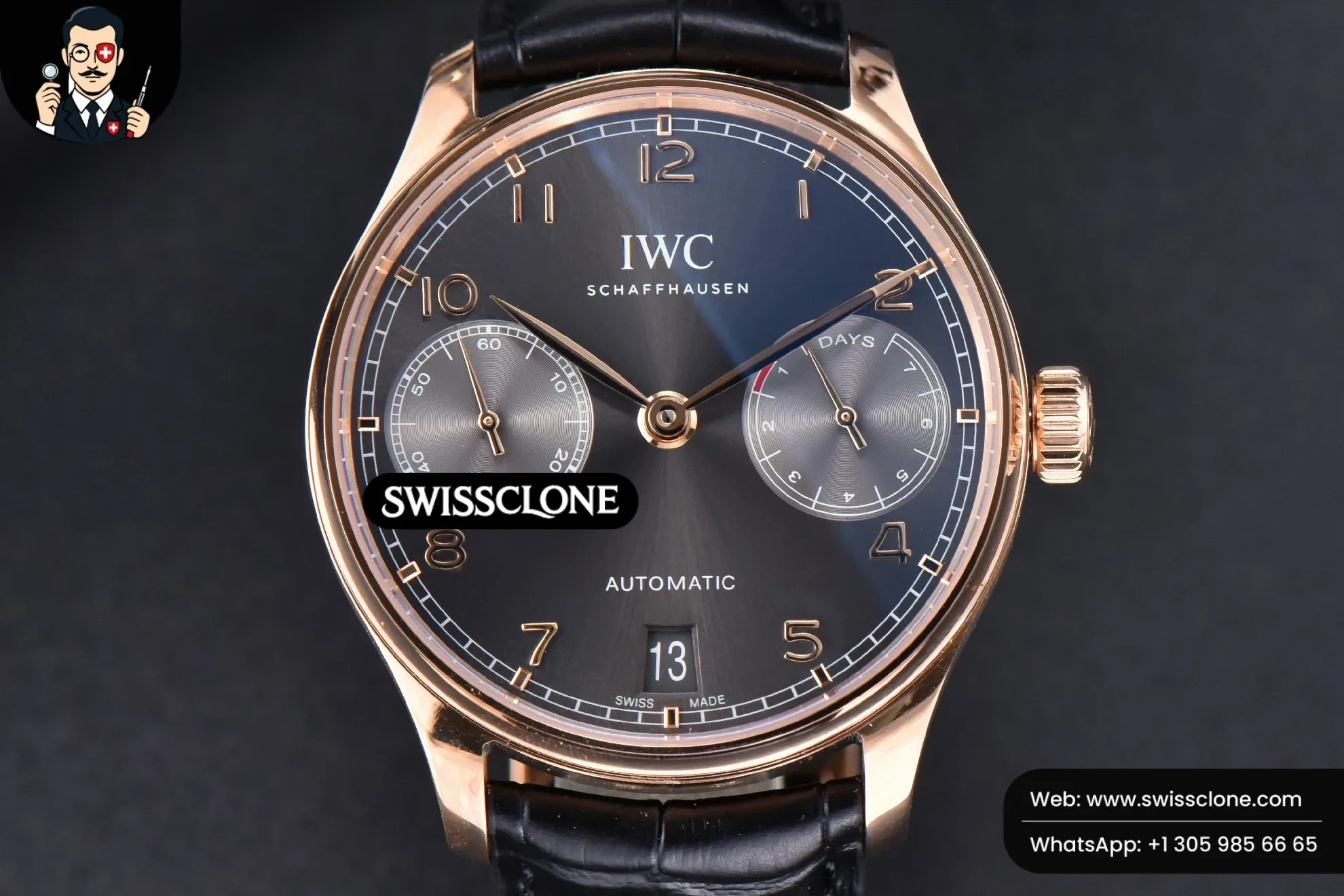 IWC Portuguese Real PR IW500702 42mm Gray Dial Brown Leather - Image 2
