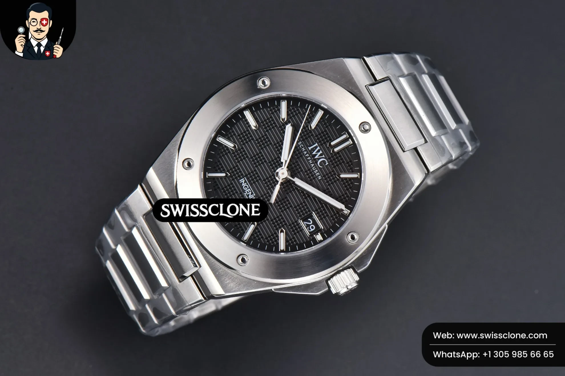 IWC Schaffhausen Ingenieur 40mm GHF Black Textured Dial MY9015 1:1 Super Clone - Bezel & Case Profile