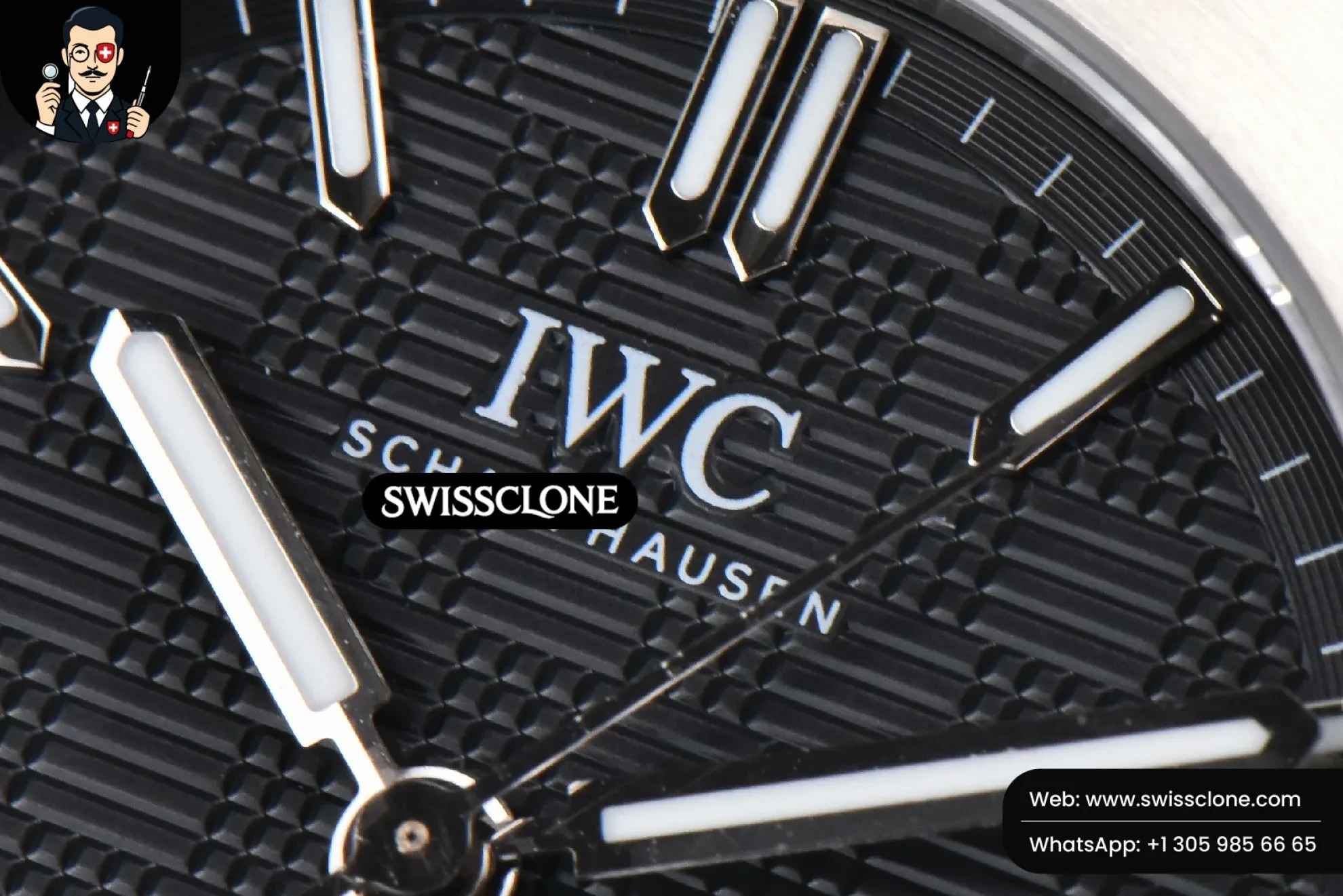 IWC Schaffhausen Ingenieur 40mm GHF Black Textured Dial MY9015 1:1 Super Clone - Caseback & Cloned Calibre Movement