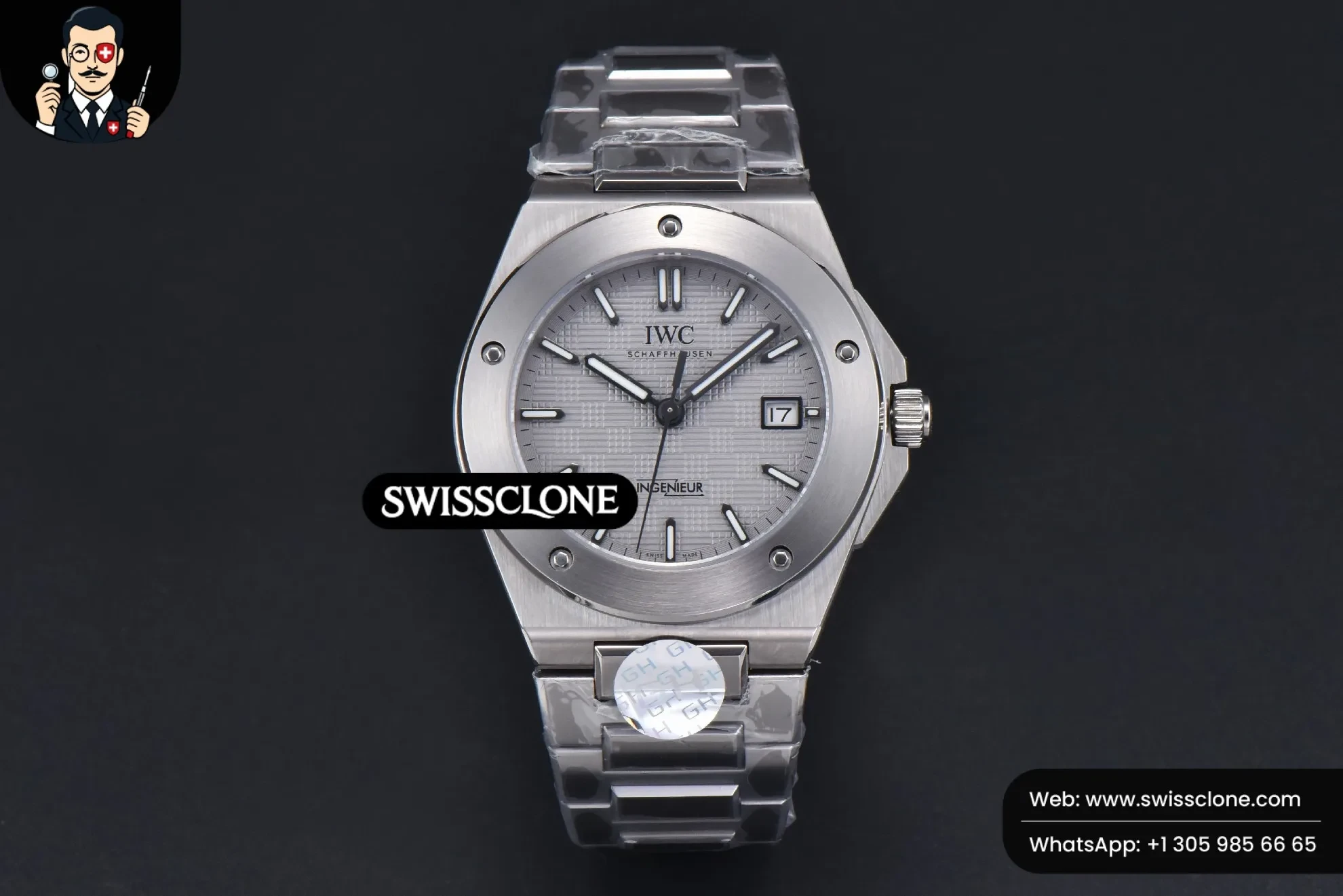 IWC Schaffhausen Ingenieur 40mm GHF Gray Textured Dial MY9015 1:1 Super Clone - Dial Macro Close-Up