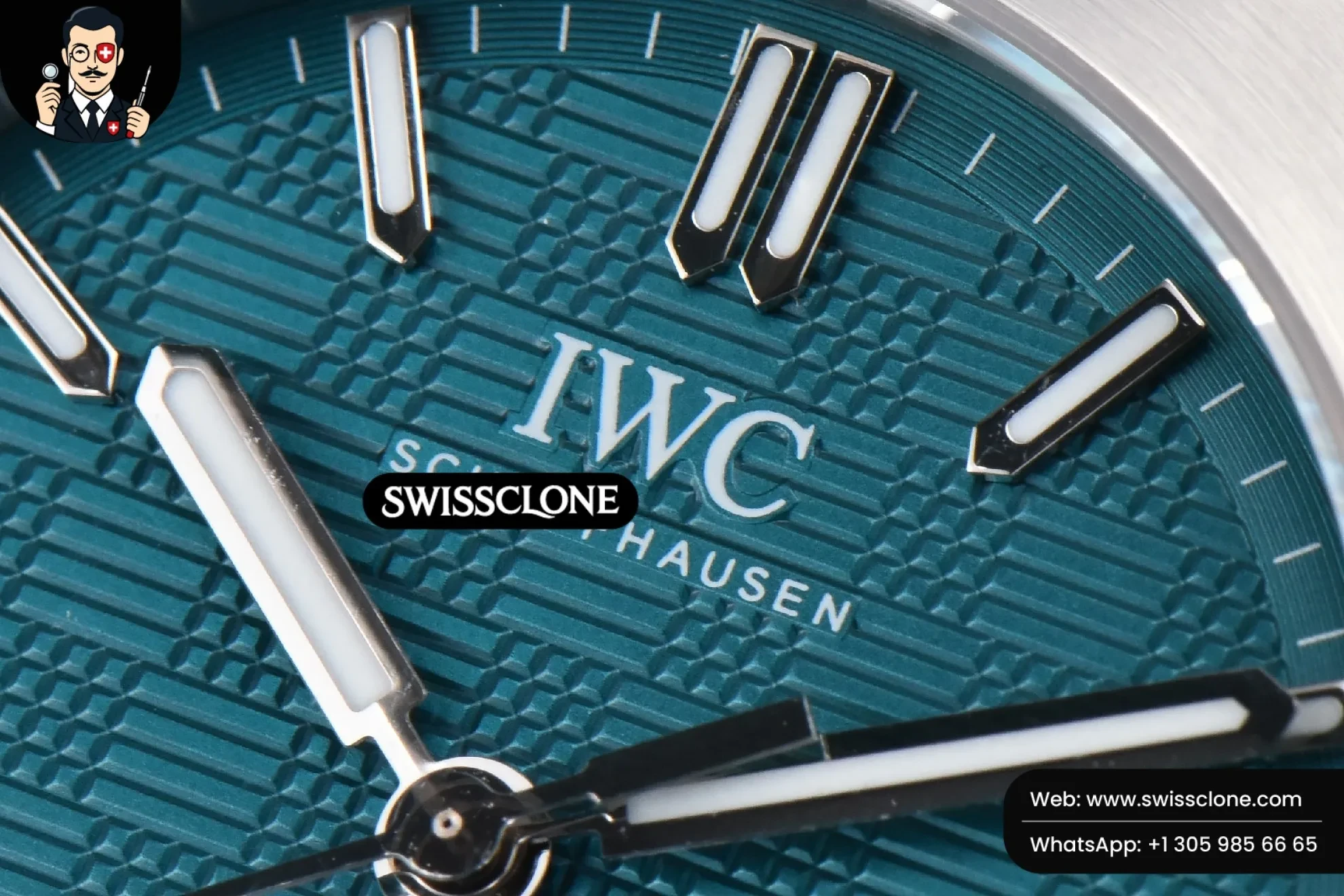 IWC Schaffhausen Ingenieur 40mm GHF Green Textured Dial MY9015 1:1 Super Clone - Caseback & Cloned Calibre Movement
