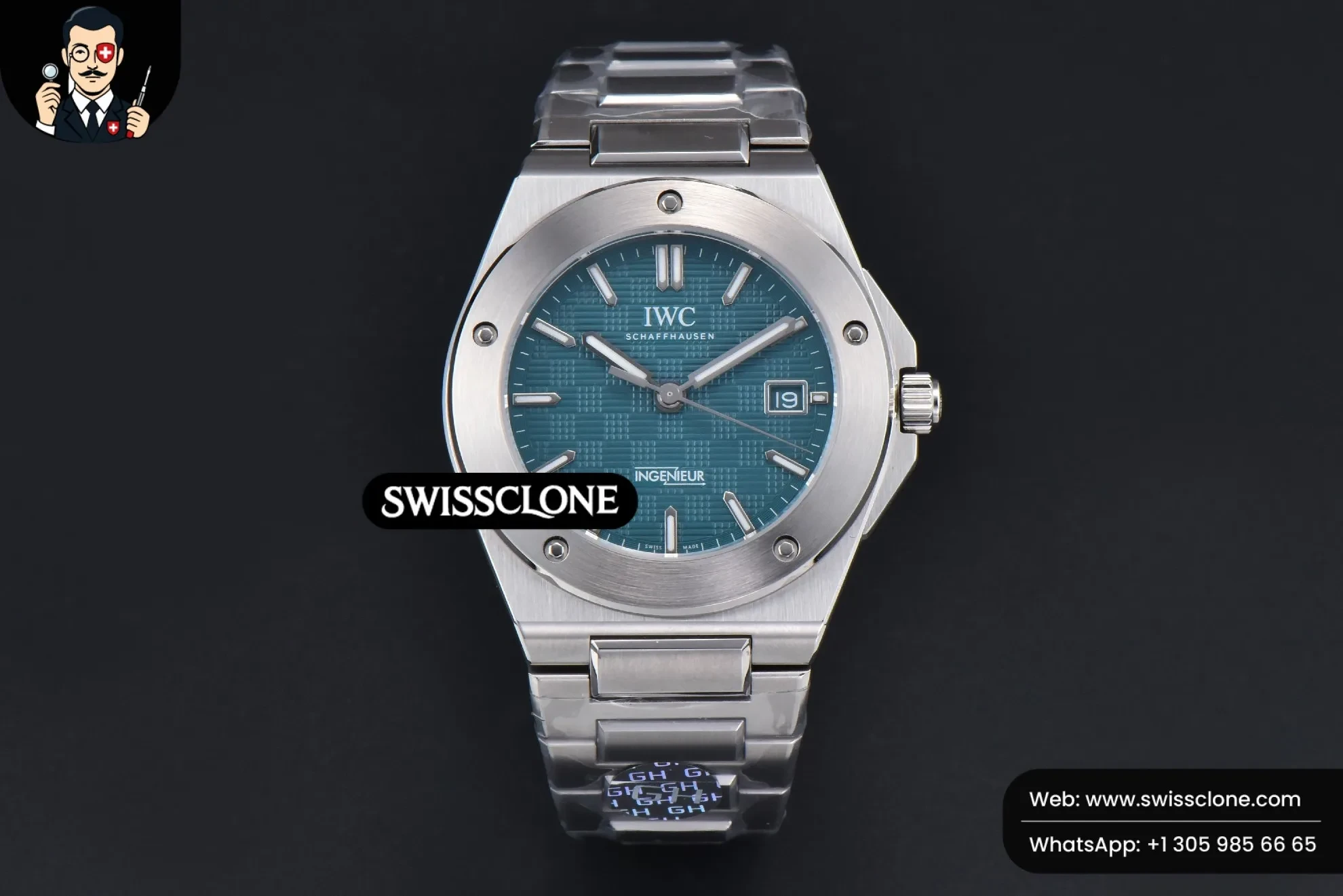 IWC Schaffhausen Ingenieur 40mm GHF Green Textured Dial MY9015 1:1 Super Clone - Dial Macro Close-Up