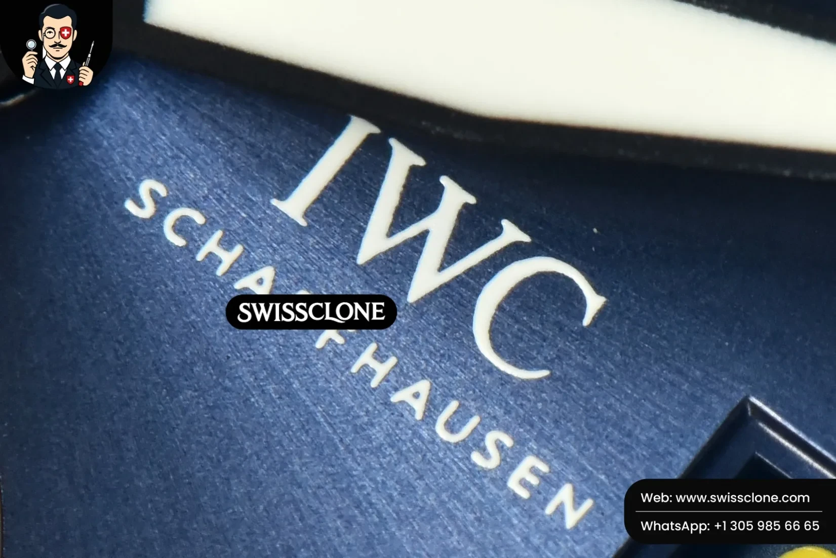IWC Schaffhausen Pilot Chrono Blue Angels Black Ceramic 44mm YLF Blue Diam Blue Leather 1:1 Super Clone - Caseback & Cloned Calibre Movement