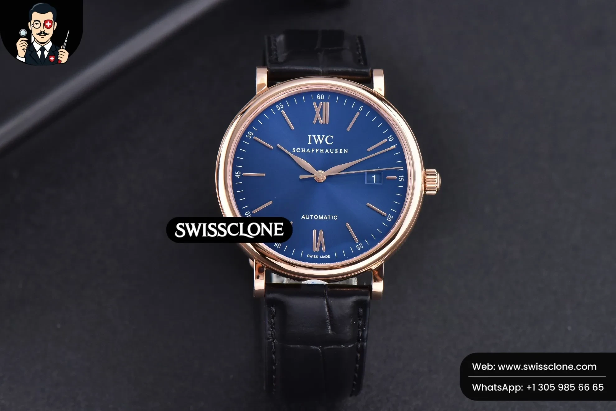 Portofino ‘150 Years’ 40mm V7F Blue Dial Markers Black Leather A2892/SW200
