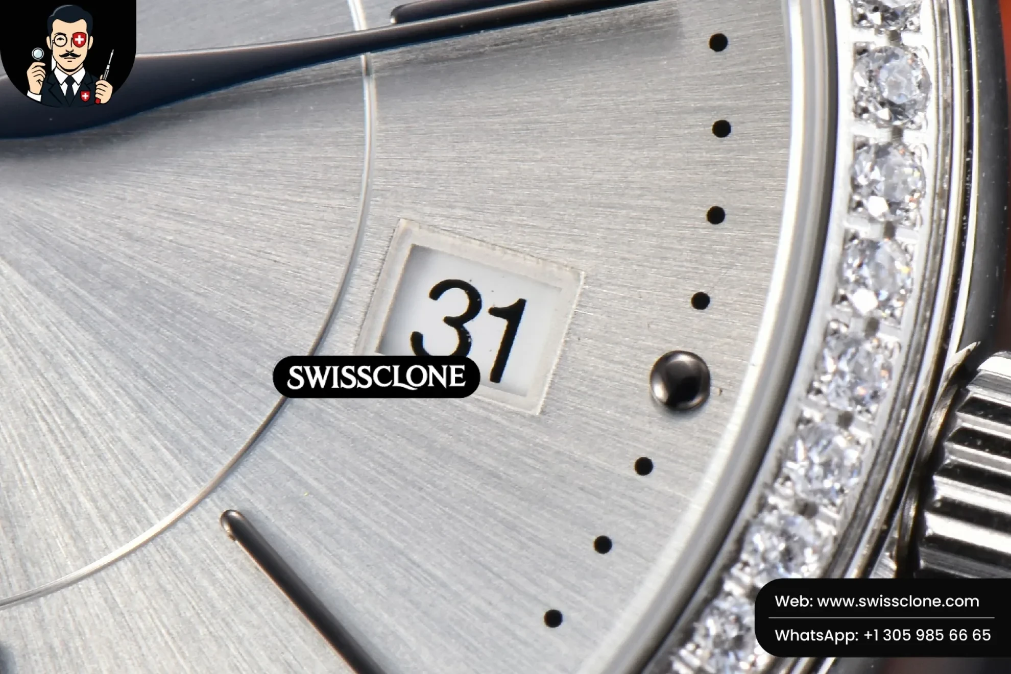 IWC Schaffhausen Portofino V7F 37mm Diamond Silver Dial Silver Marker Red Leather 1:1 Super Clone - Lateral Case Thickness Profile