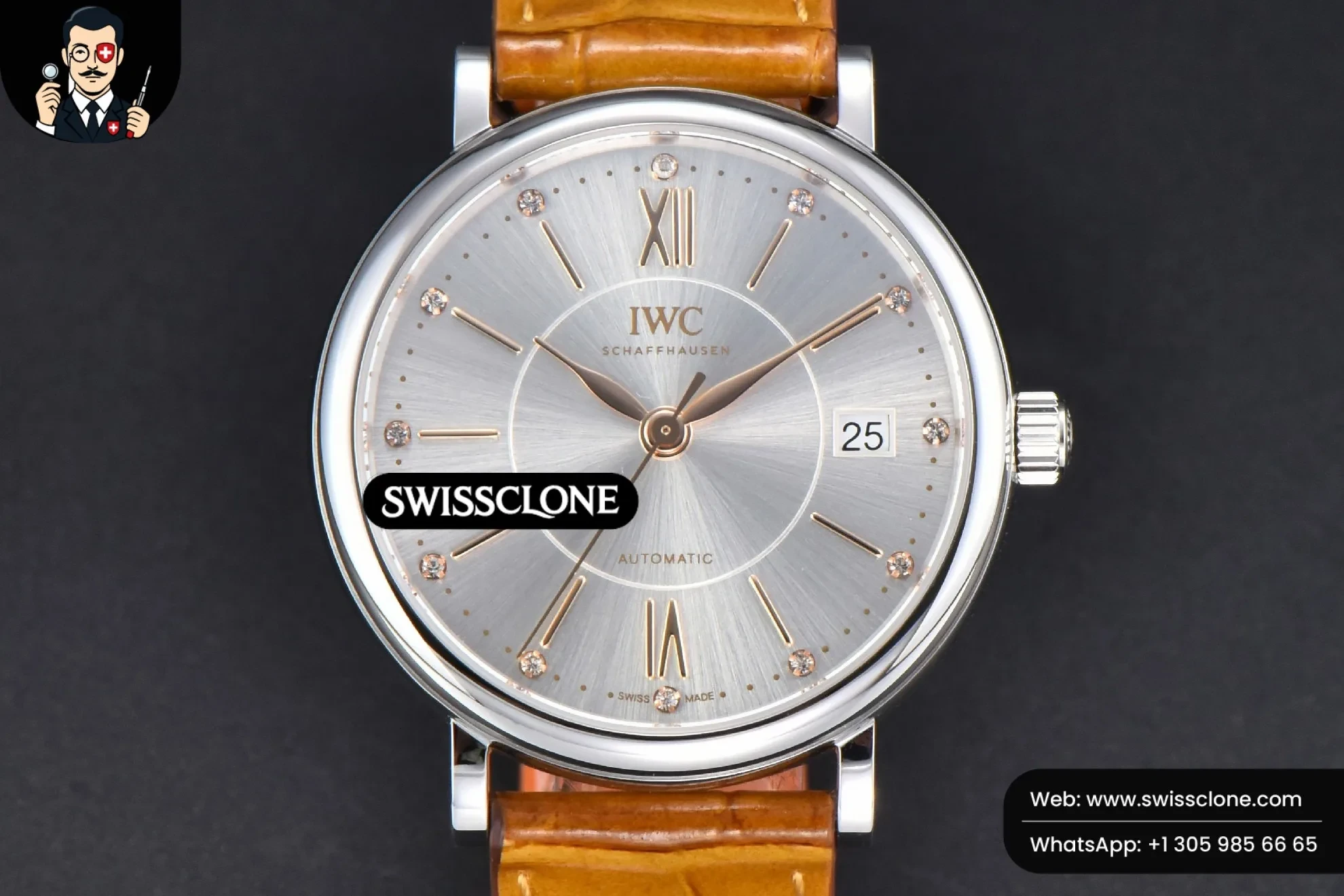 Portofino V7F 37mm Gray Dial Marker Brown Leather