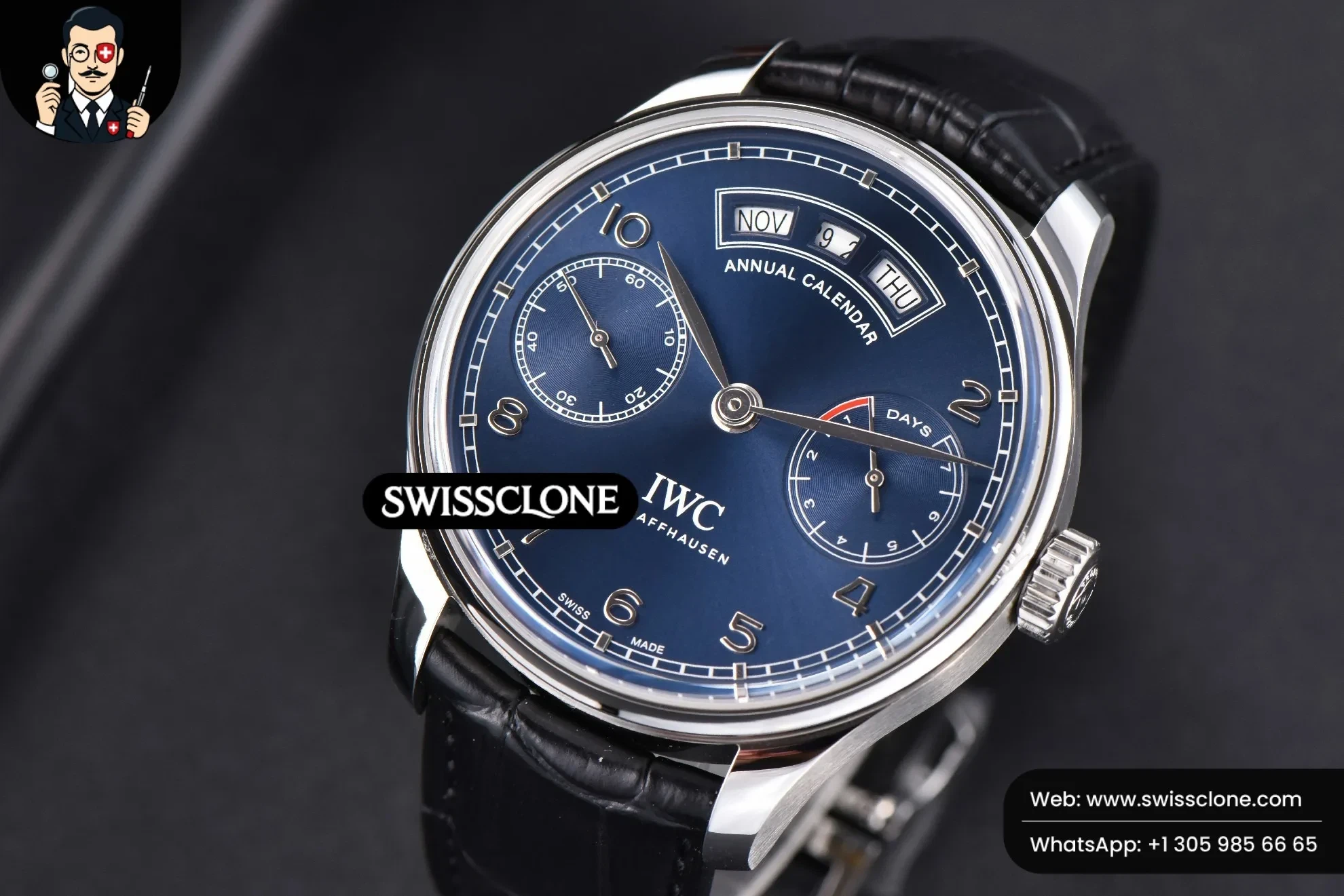 IWC Portuguese Real PR Annual IW503502 44mm Blue Dial Black Leather - Image 2