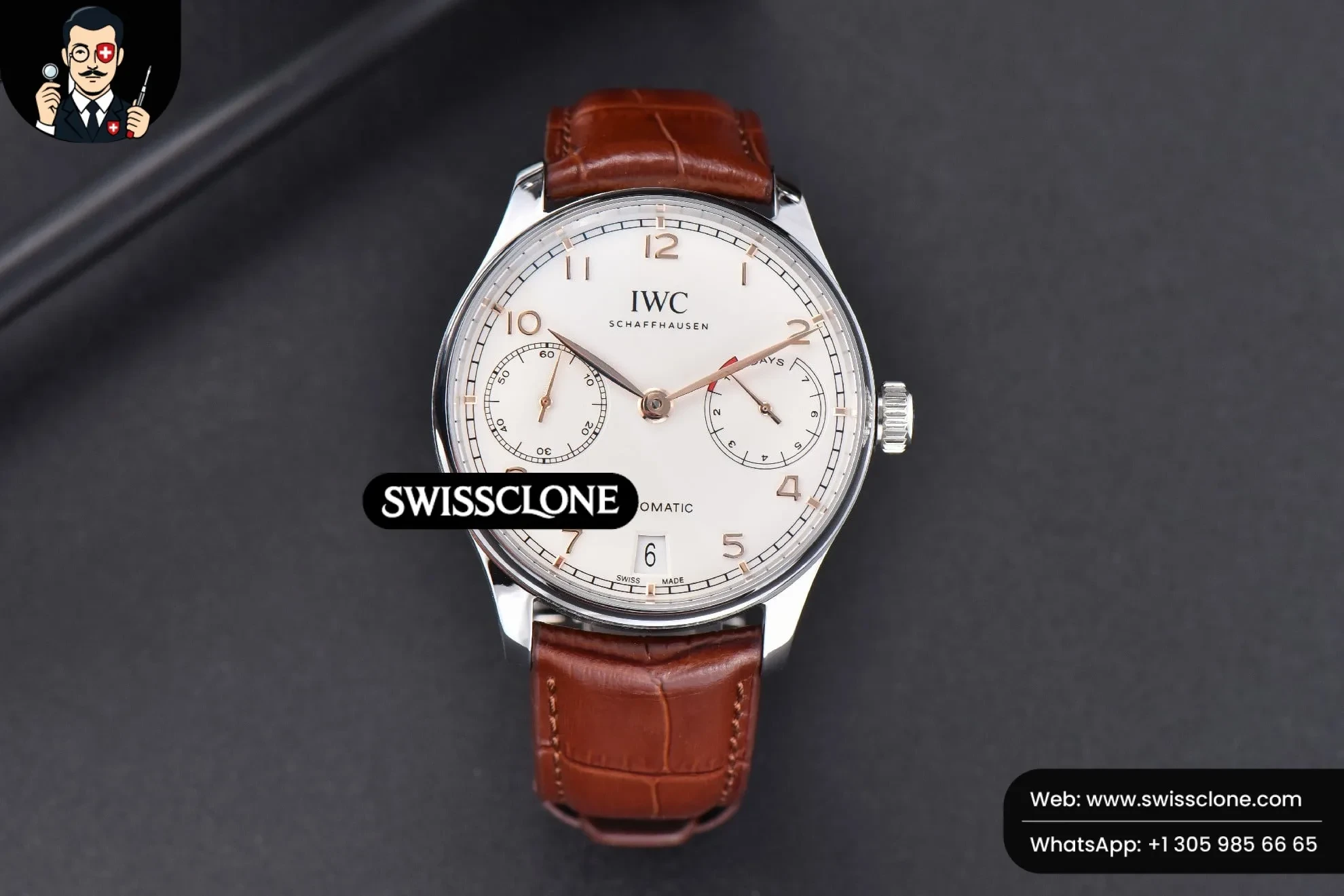 Portuguese Real PR IW500114 42mm White Dial Marker Brown Leather