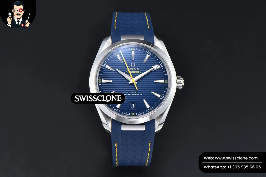 Omega Aqua Terra 150M 41MM SS Dark Blue Dial Yellow Hand Dark Blue Rubber Strap A8900 (VSF)