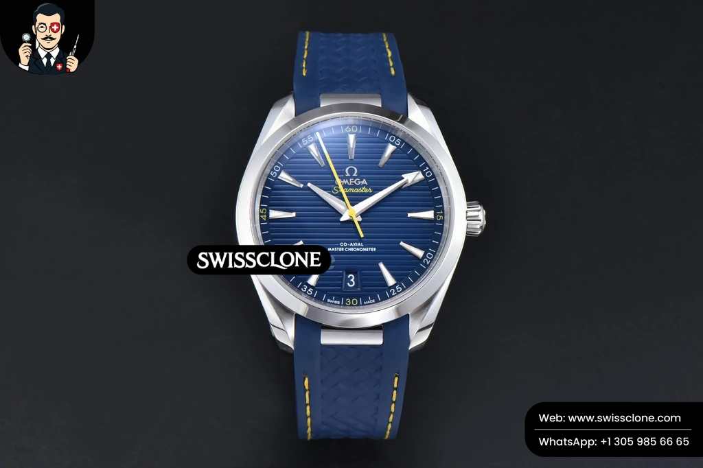 Omega Aqua Terra 150M 41MM SS Dark Blue Dial Yellow Hand Dark Blue Rubber Strap A8900 (VSF)