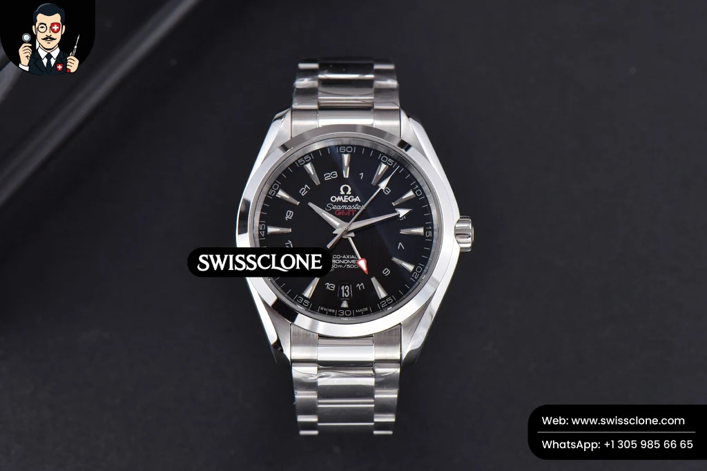 Omega Aqua Terra 150M 43mm GMT Black Textured Dial SS Bracelet A8605 (VSF)