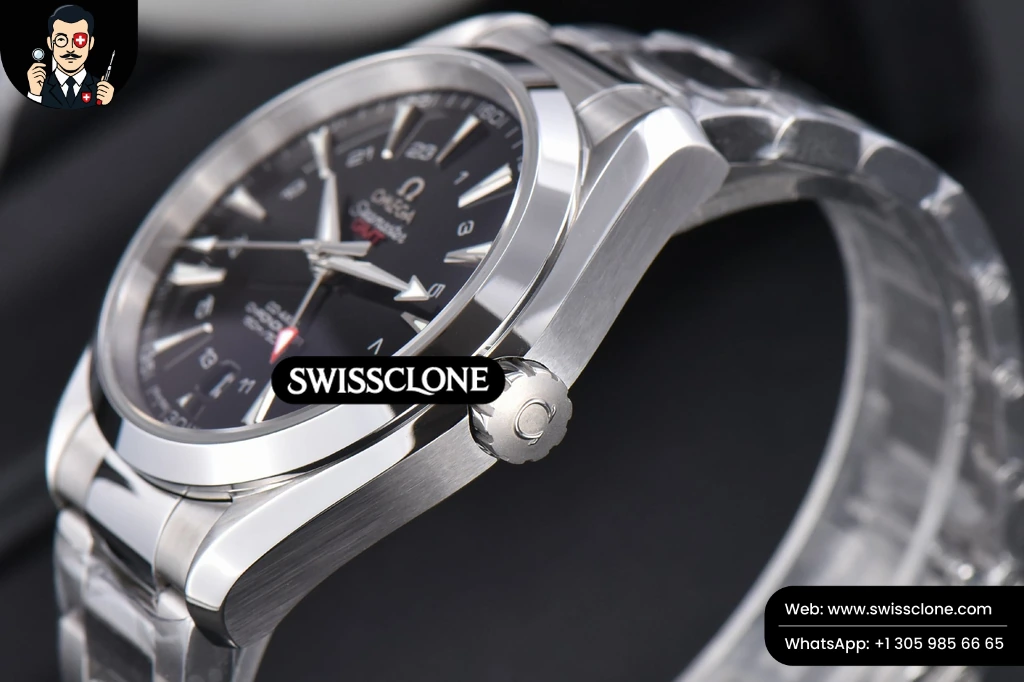 Omega Aqua Terra 150M 43mm GMT Black Textured Dial SS Bracelet A8605 (VSF) 1:1 Super Clone - Atelier QC Inspection Angle 11