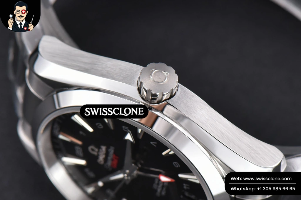 Omega Aqua Terra 150M 43mm GMT Black Textured Dial SS Bracelet A8605 (VSF) 1:1 Super Clone - Atelier QC Inspection Angle 12