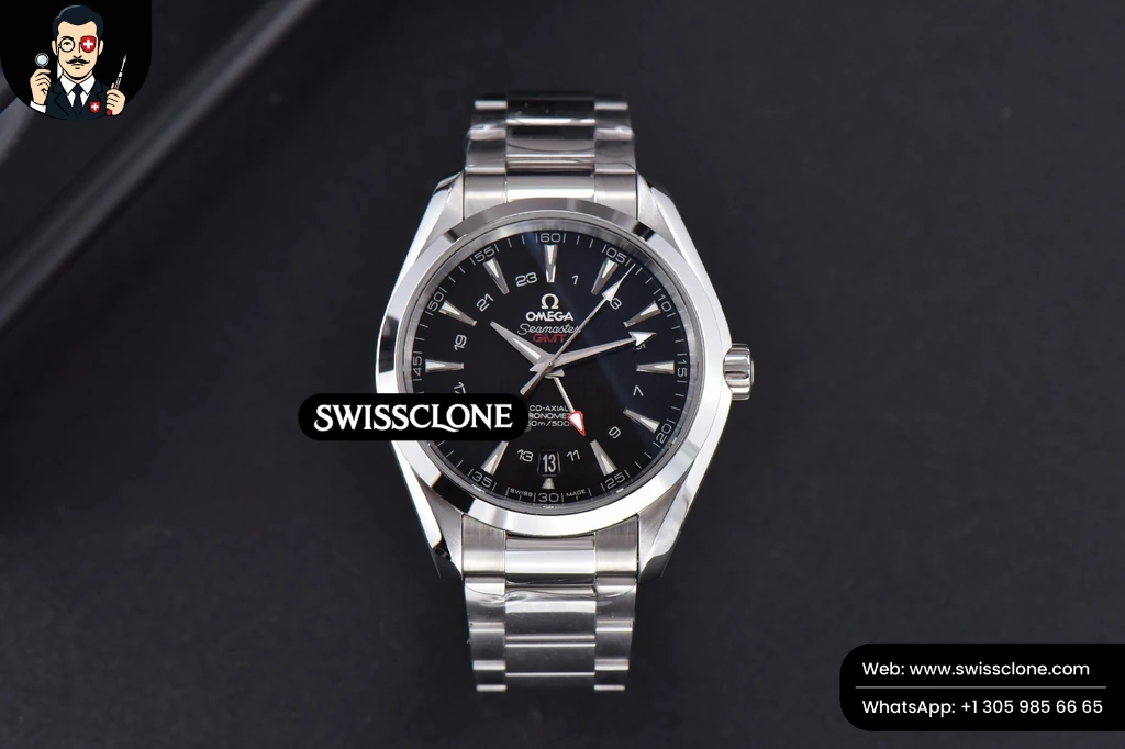 Omega Aqua Terra 150M 43mm GMT Black Textured Dial SS Bracelet A8605 (VSF)