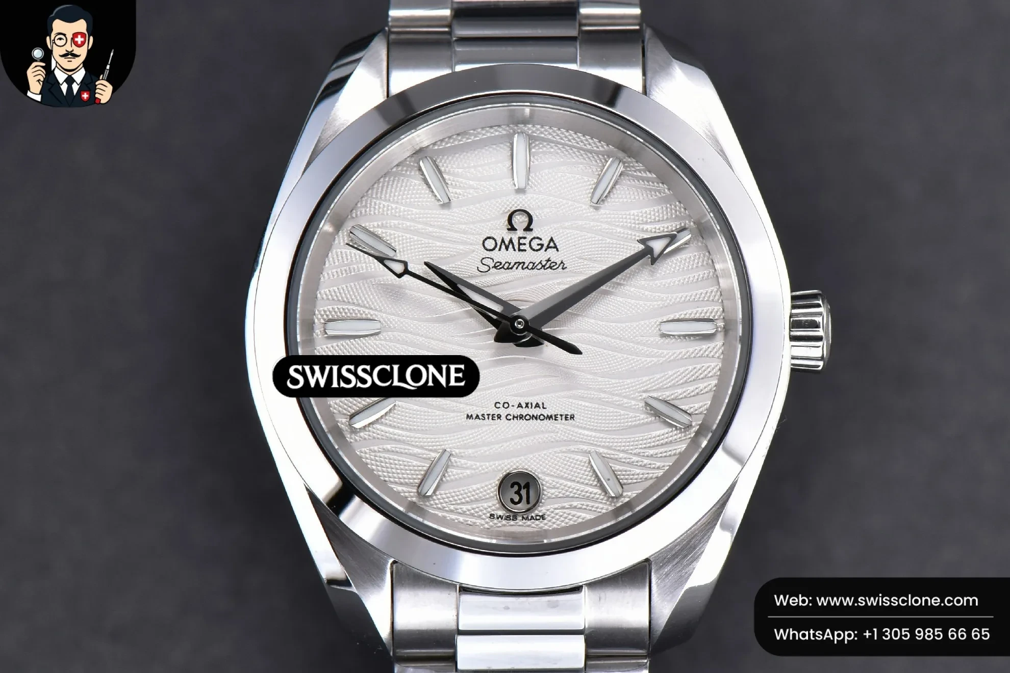 Omega Aqua Terra 150M Ladies 34mm White Wave Dial Silver Marker